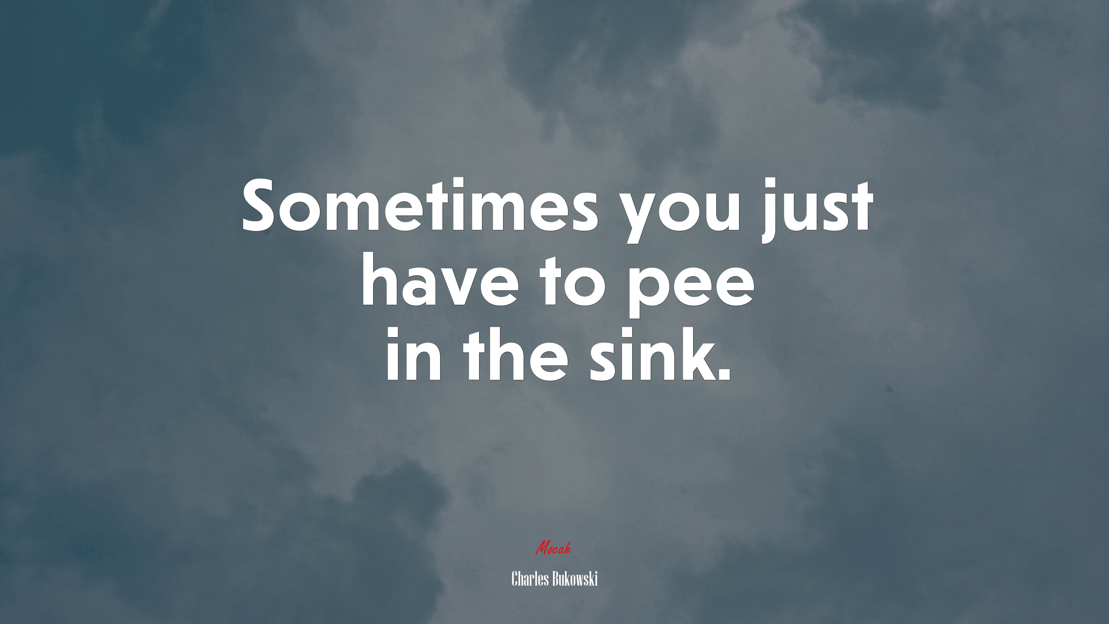 Sometimes you just have to pee in the sink. | Charles Bukowski quote HD Wallpaper