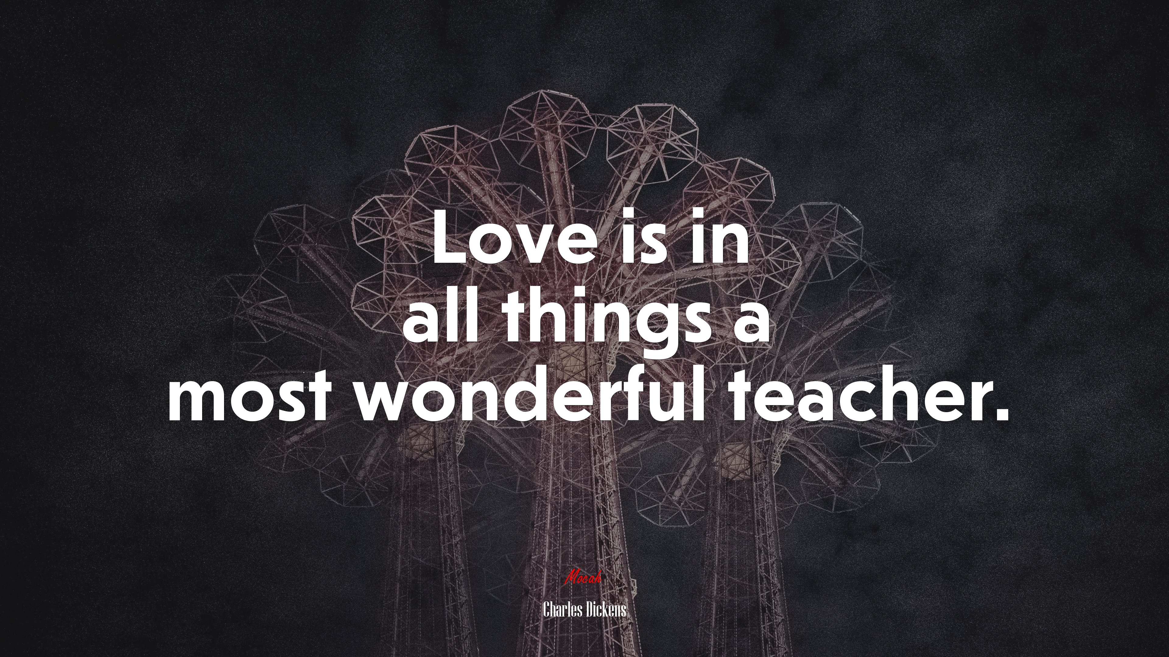Love is in all things a most wonderful teacher. | Charles Dickens quote HD Wallpaper
