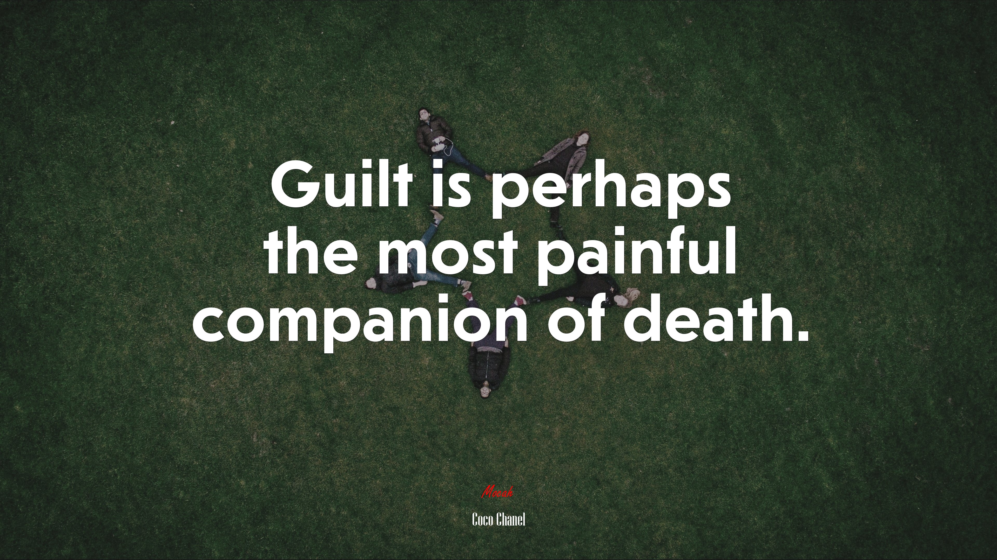 Guilt is perhaps the most painful companion of death. | Coco Chanel quote HD Wallpaper
