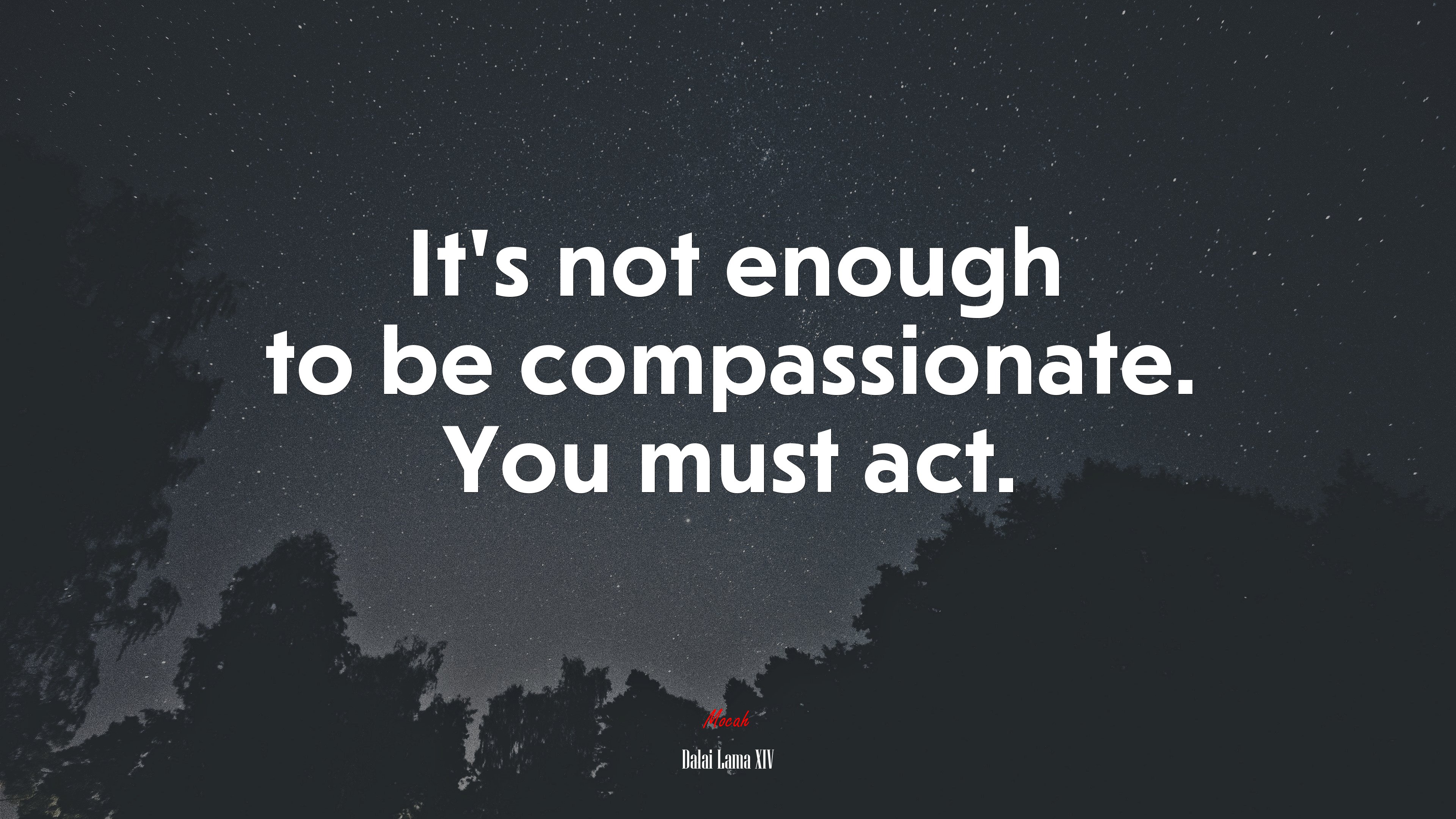 It’s not enough to be compassionate. You must act. | Dalai Lama XIV quote HD Wallpaper