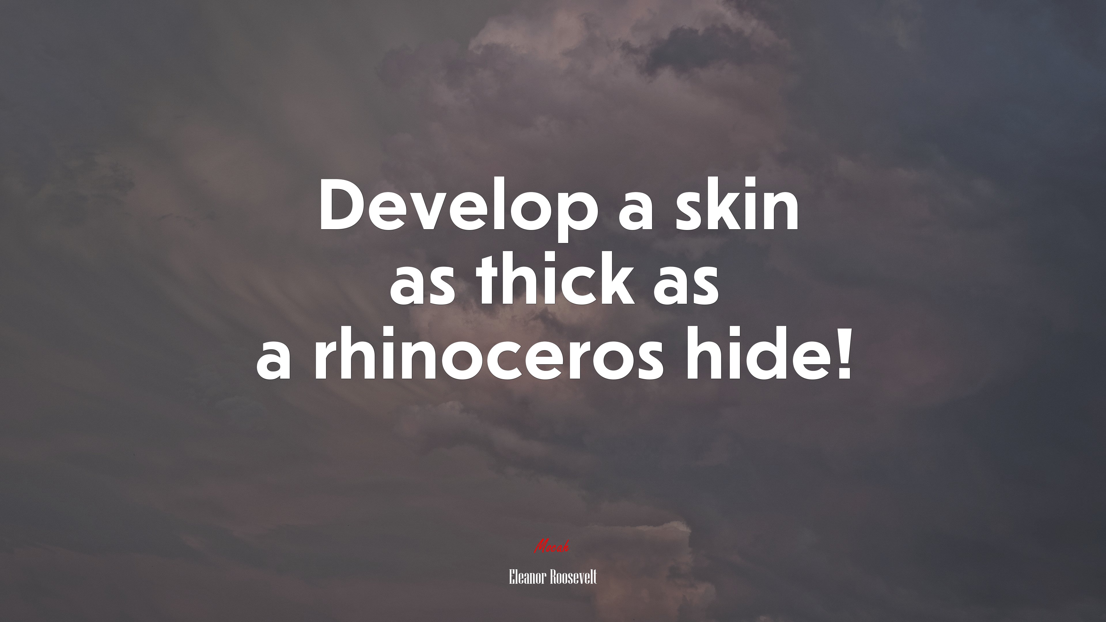 Develop a skin as thick as a rhinoceros hide! | Eleanor Roosevelt quote HD Wallpaper