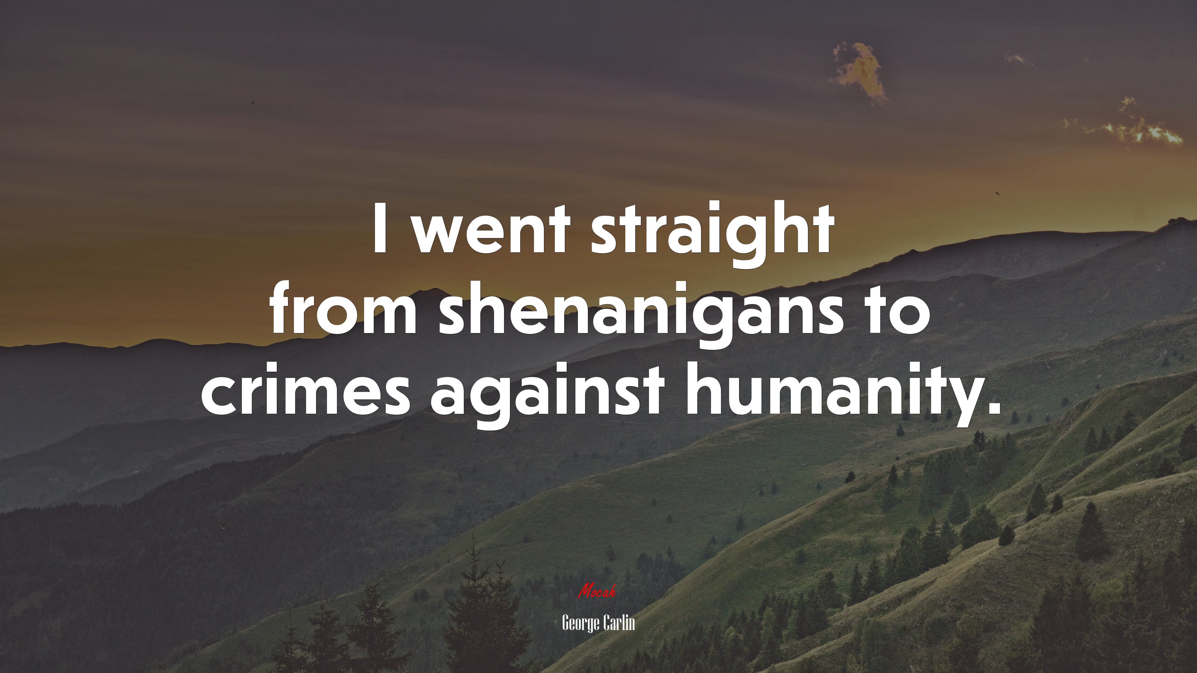 I went straight from shenanigans to crimes against humanity. | George Carlin quote HD Wallpaper