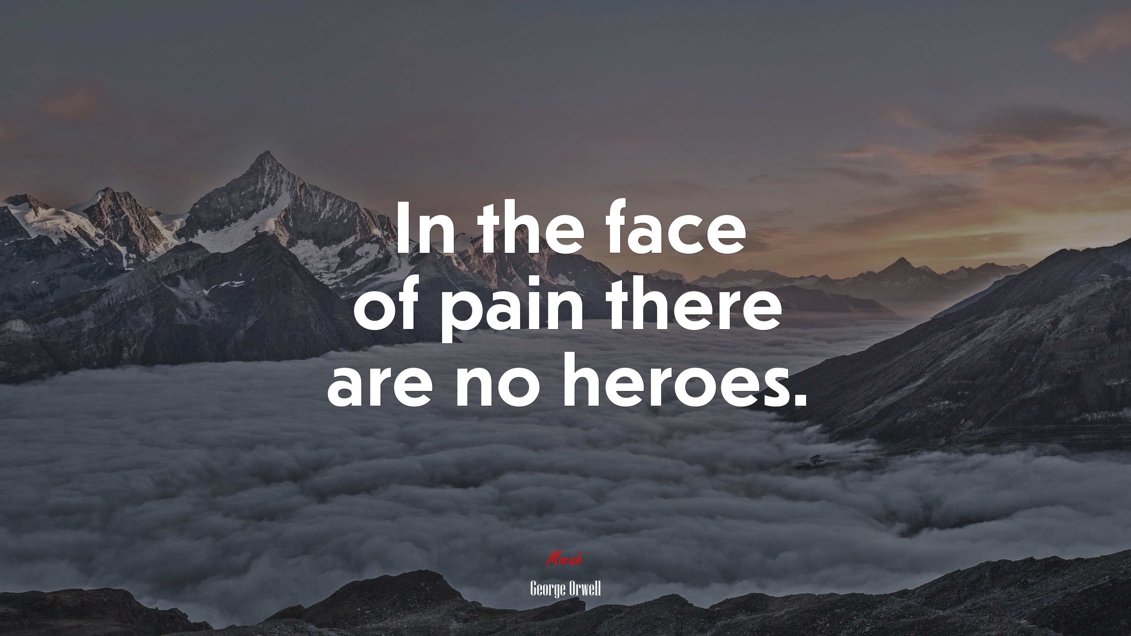 In the face of pain there are no heroes. | George Orwell quote HD Wallpaper