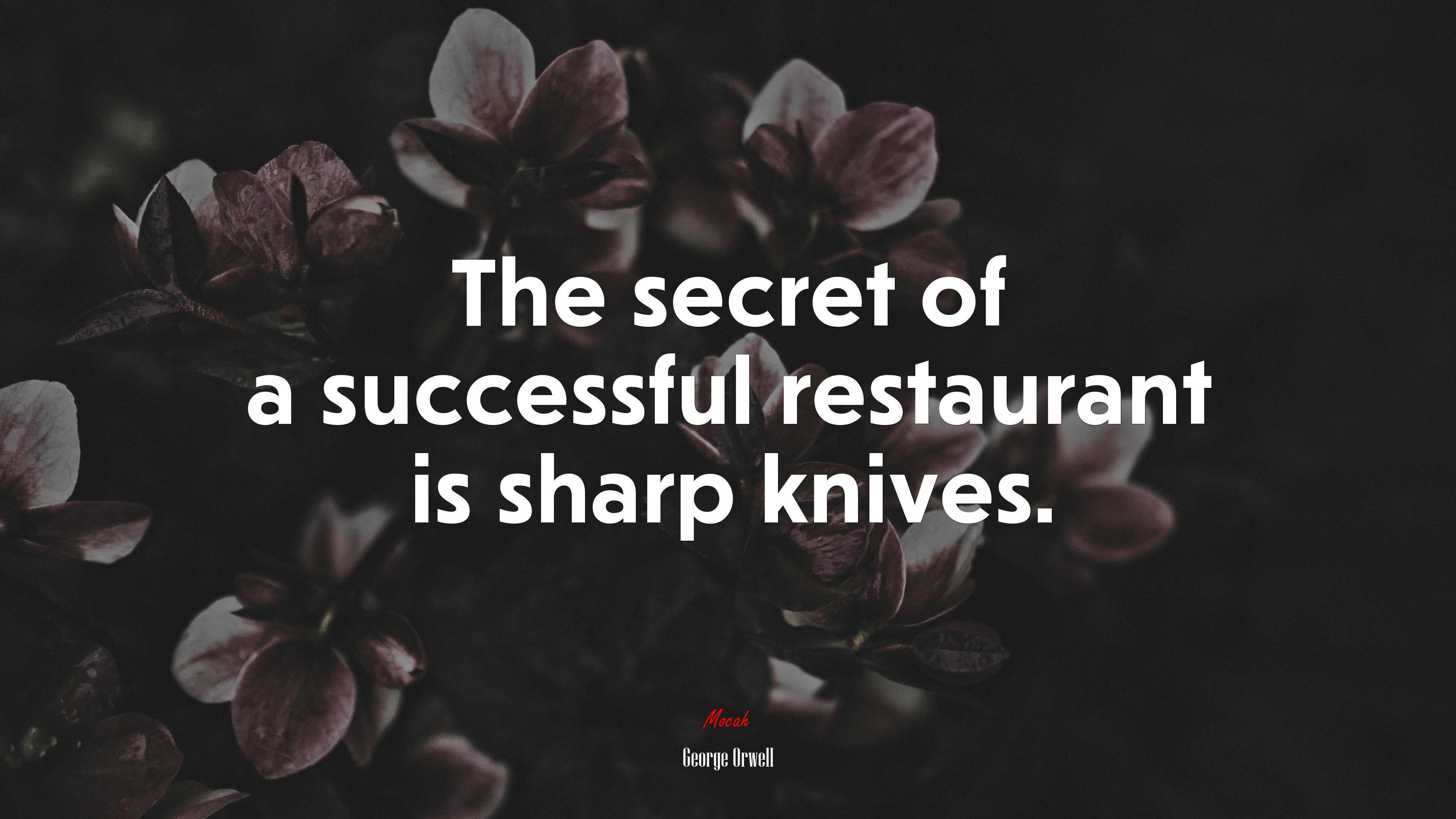 The secret of a successful restaurant is sharp knives. | George Orwell quote HD Wallpaper