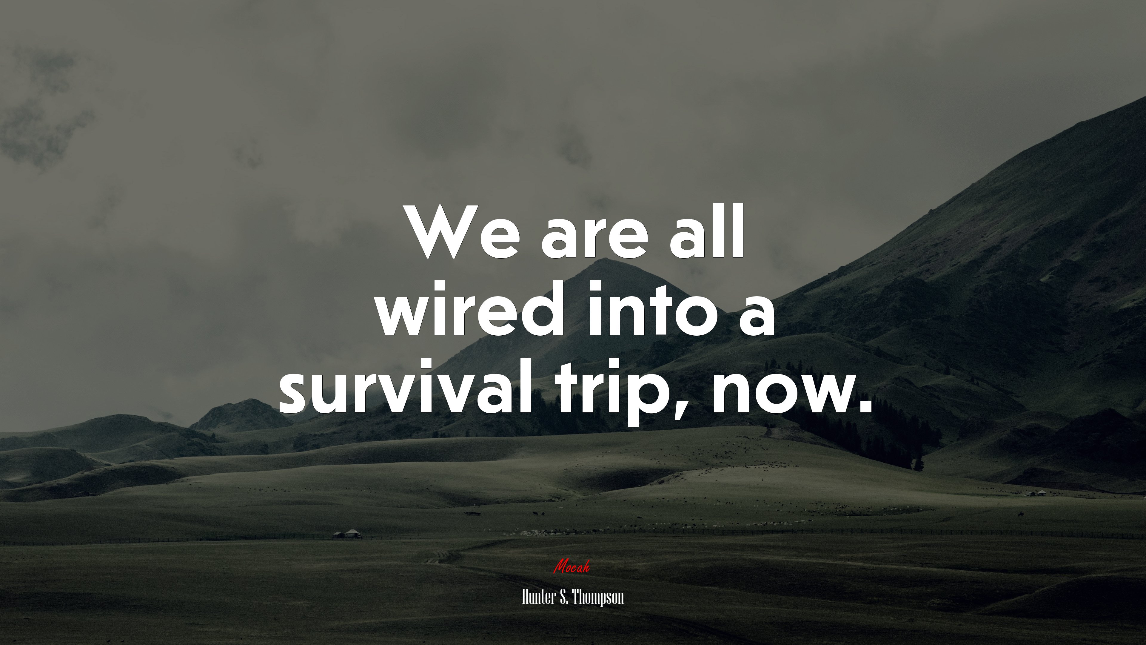 We are all wired into a survival trip, now. | Hunter S. Thompson quote HD Wallpaper