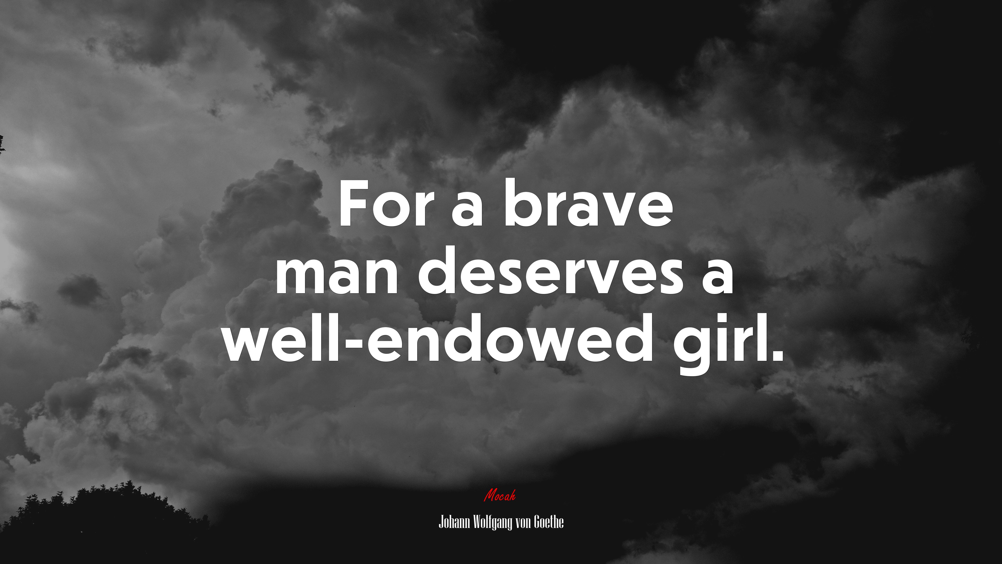 For a brave man deserves a well-endowed girl. | Johann Wolfgang von Goethe quote HD Wallpaper