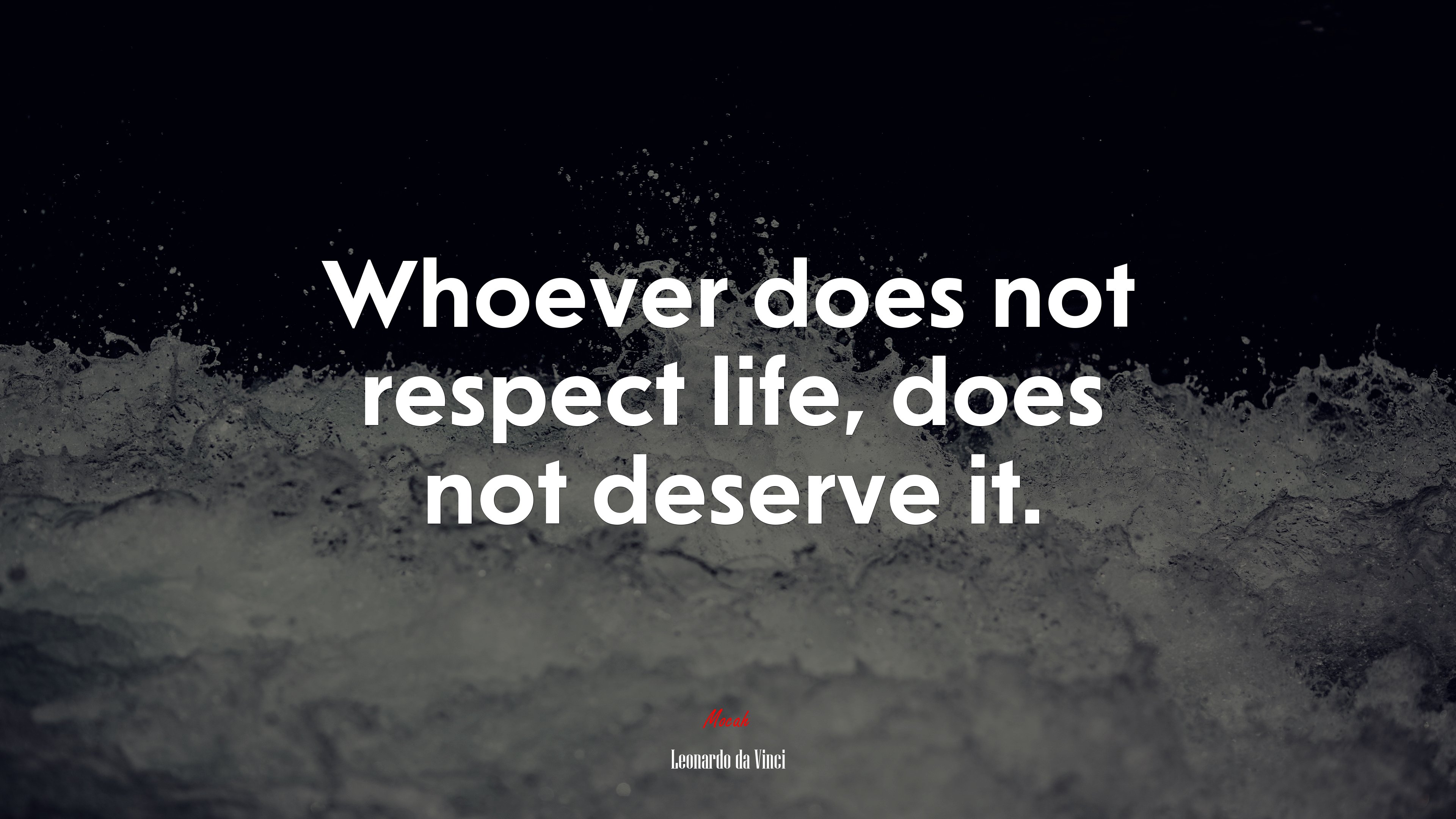 Whoever does not respect life, does not deserve it. | Leonardo da Vinci quote HD Wallpaper