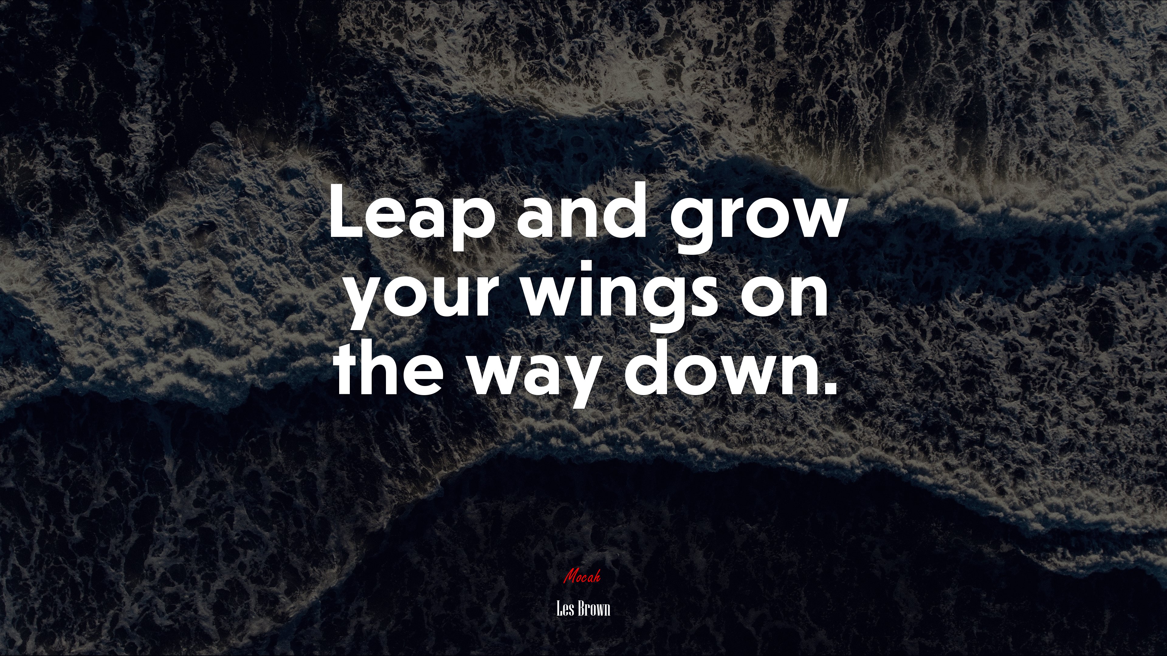 Leap and grow your wings on the way down. | Les Brown quote HD Wallpaper