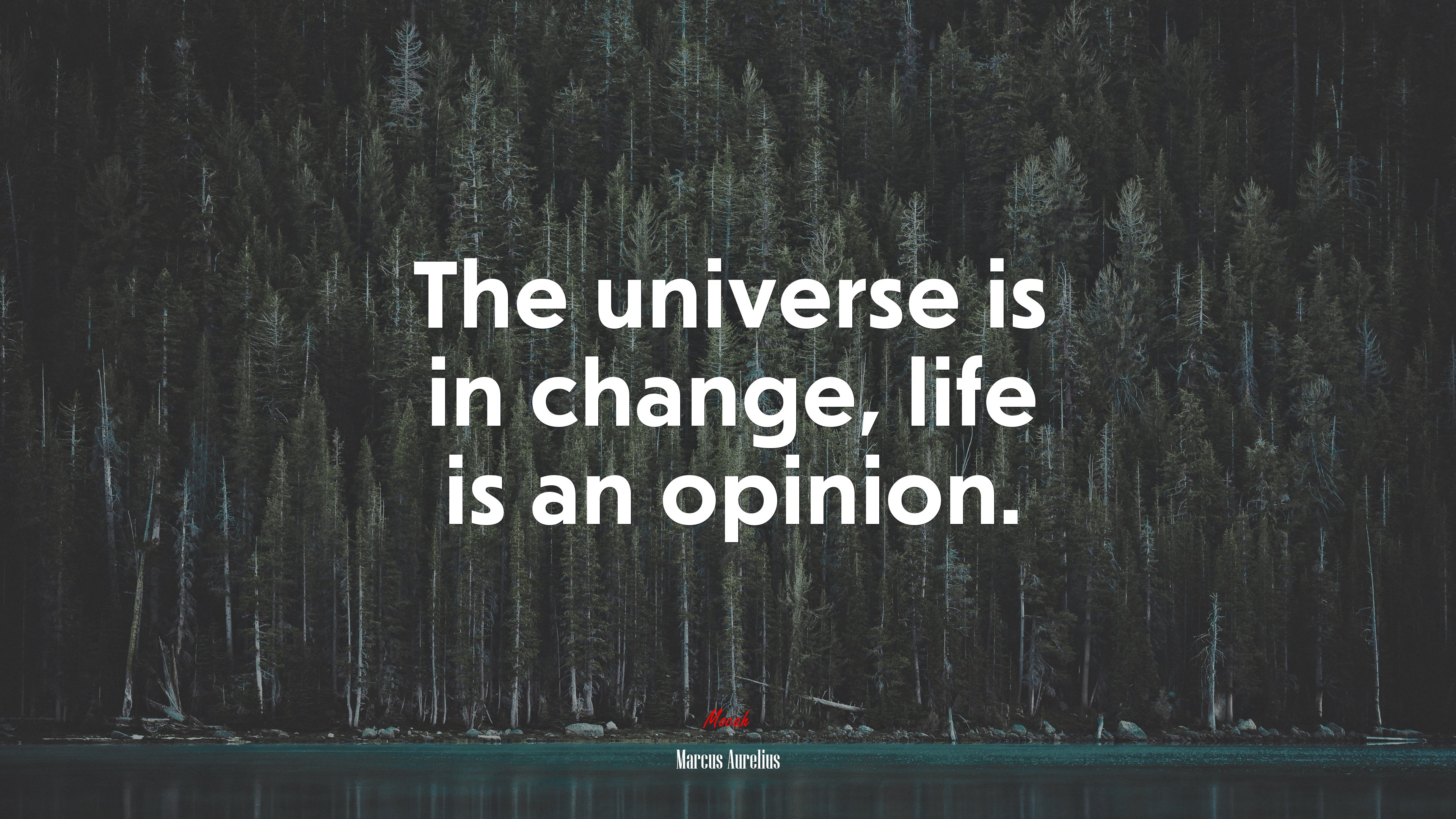 The universe is in change, life is an opinion. | Marcus Aurelius quote HD Wallpaper