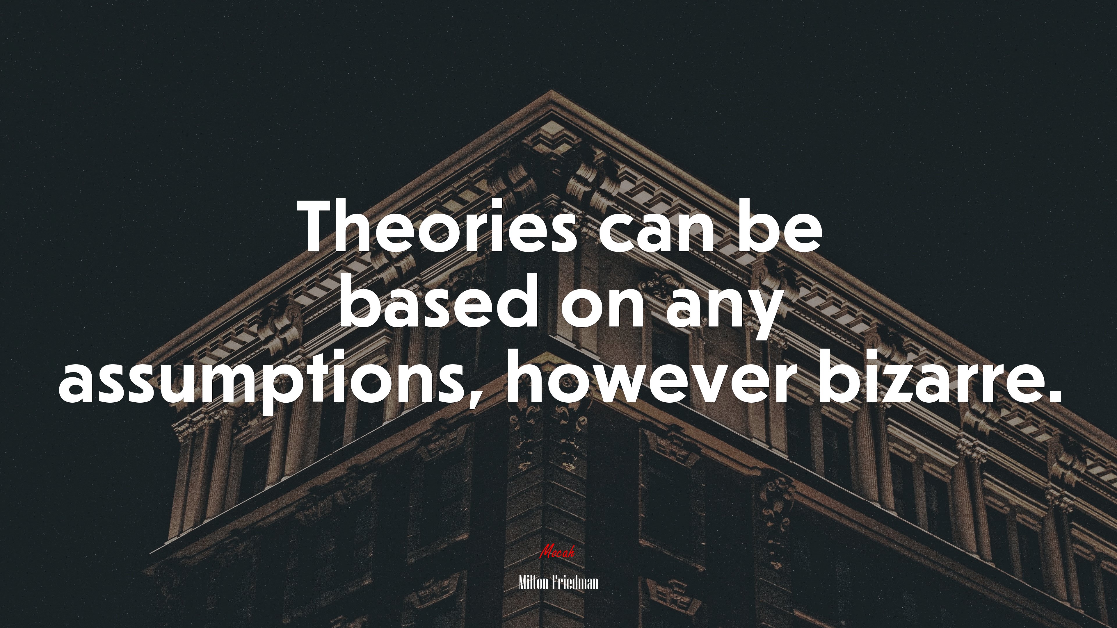 Theories can be based on any assumptions, however bizarre. | Milton Friedman quote HD Wallpaper