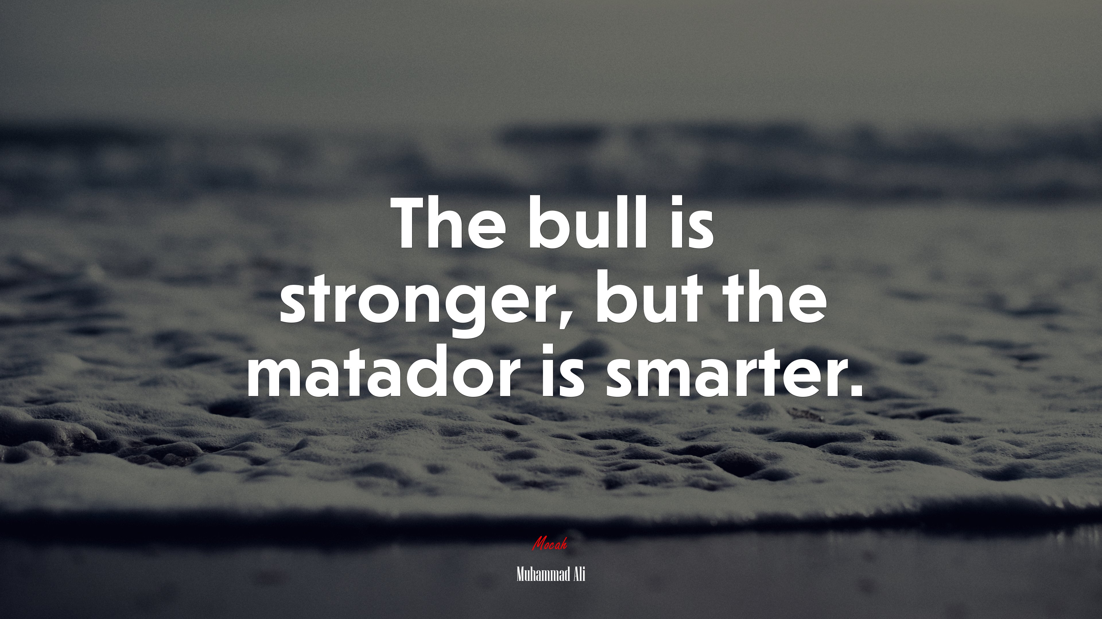The bull is stronger, but the matador is smarter. | Muhammad Ali quote HD Wallpaper