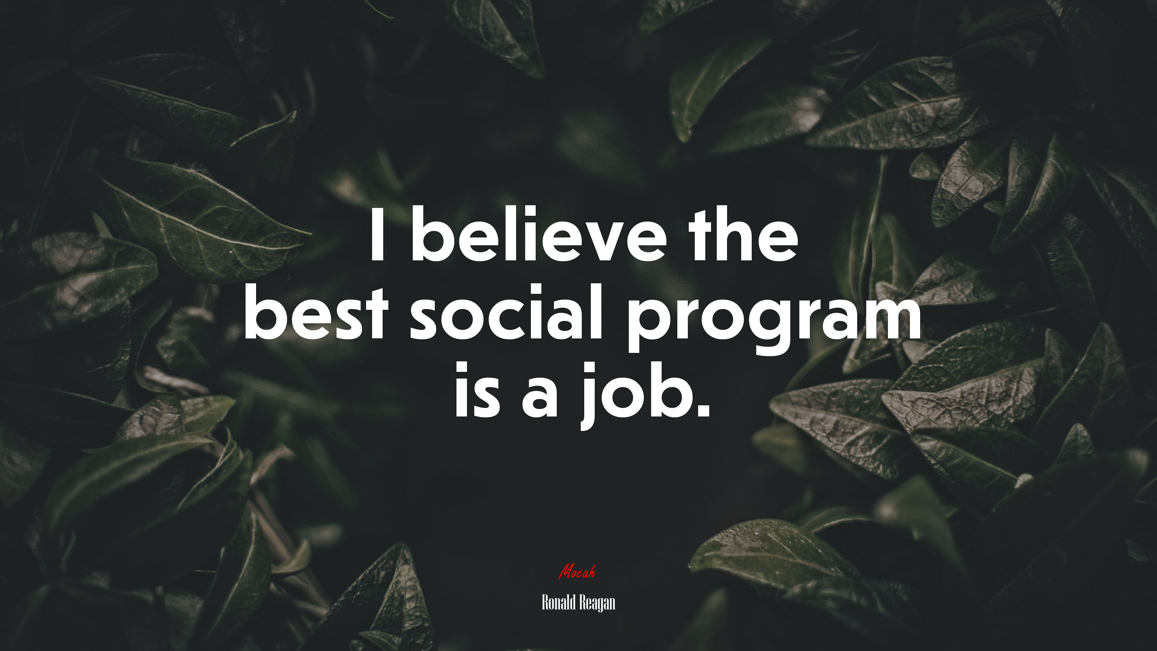 I believe the best social program is a job. | Ronald Reagan quote HD Wallpaper