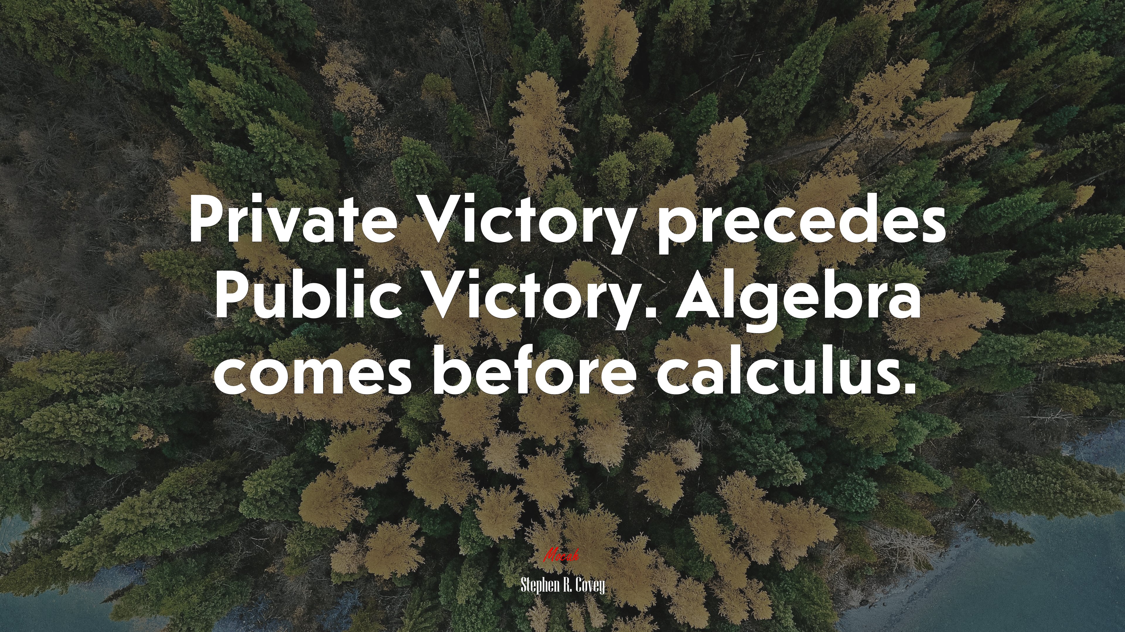 Private Victory precedes Public Victory. Algebra comes before calculus. | Stephen R. Covey quote HD Wallpaper