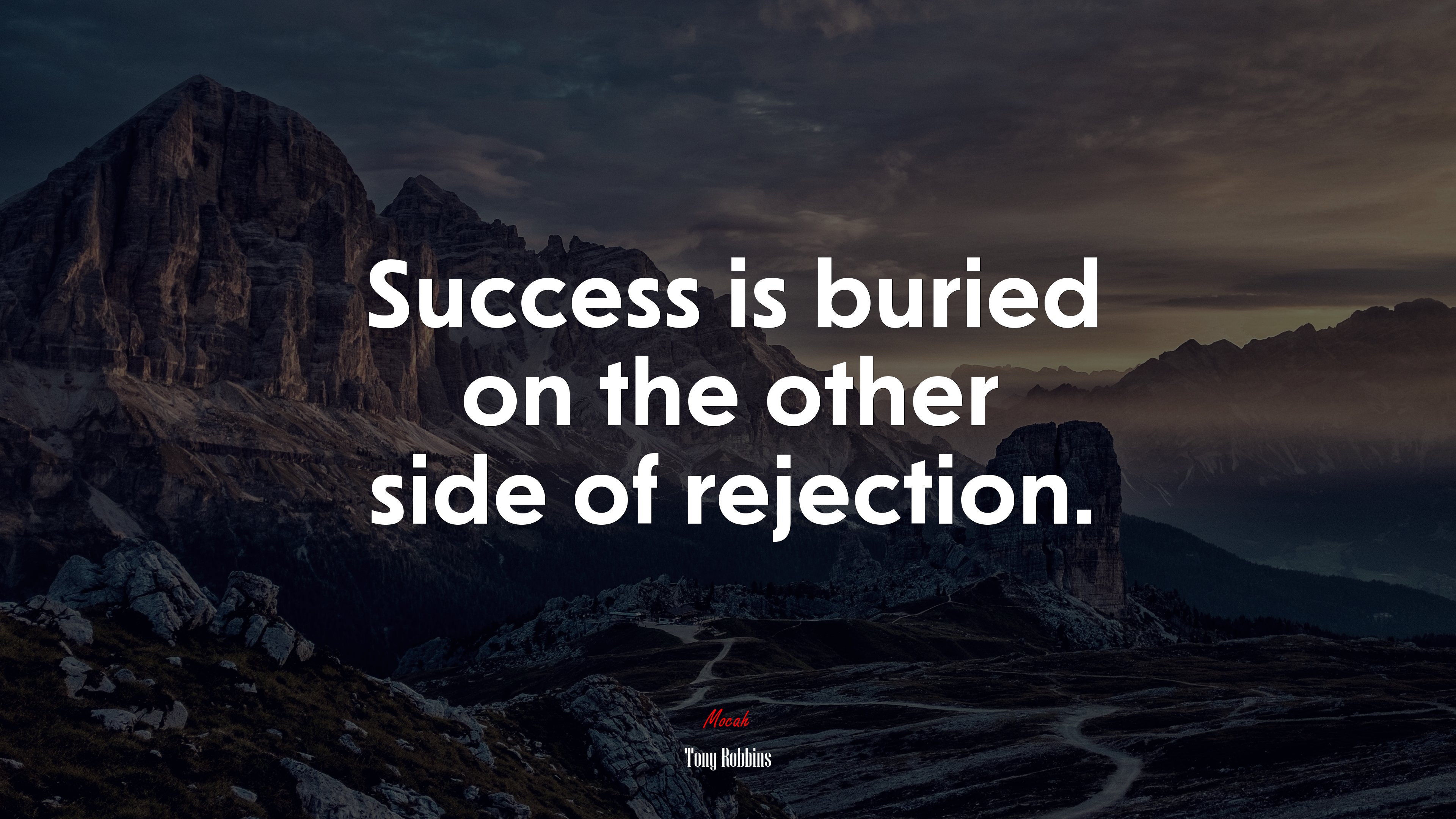 Success is buried on the other side of rejection. | Tony Robbins quote HD Wallpaper