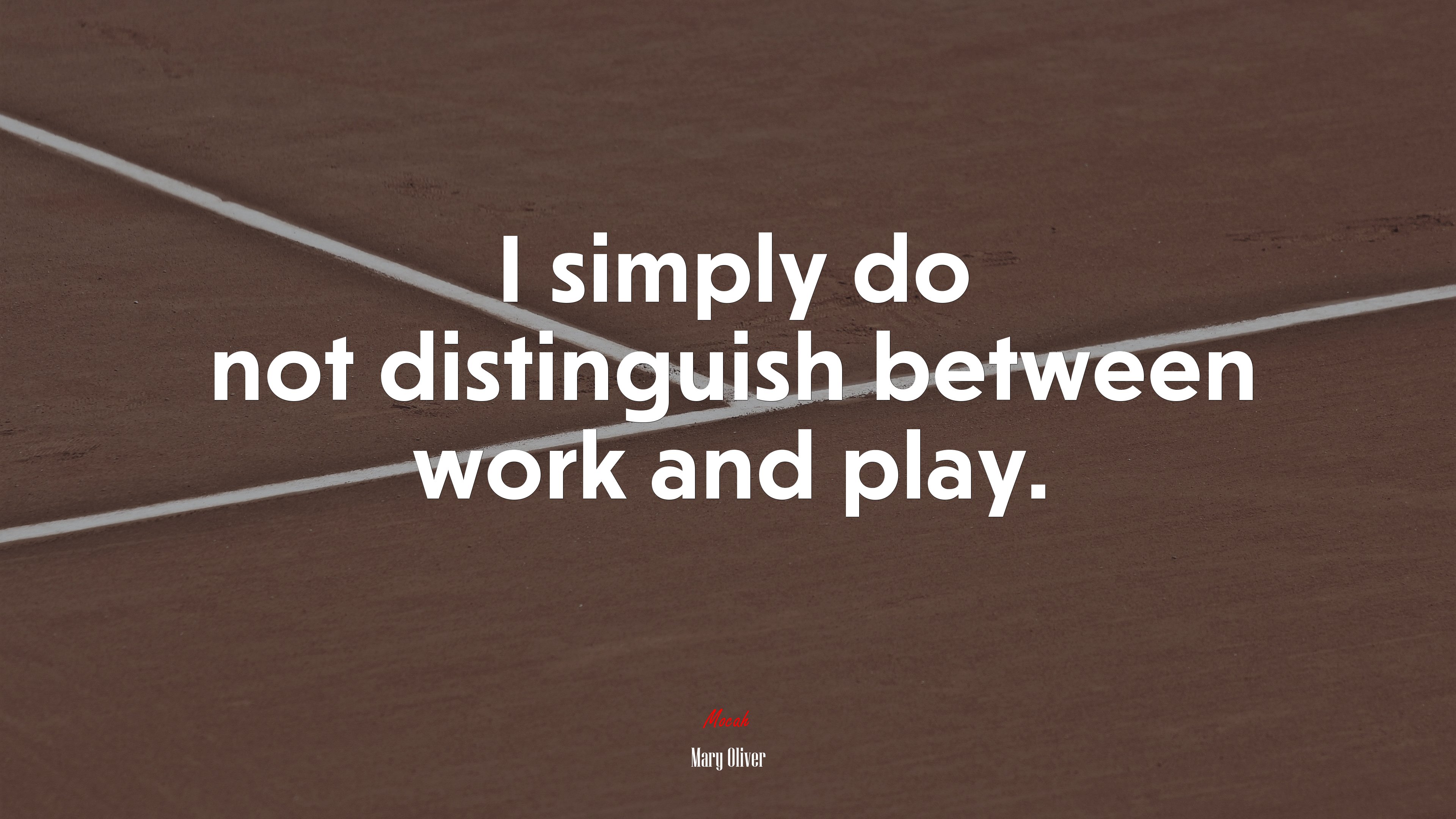 I simply do not distinguish between work and play. | Mary Oliver quote HD Wallpaper