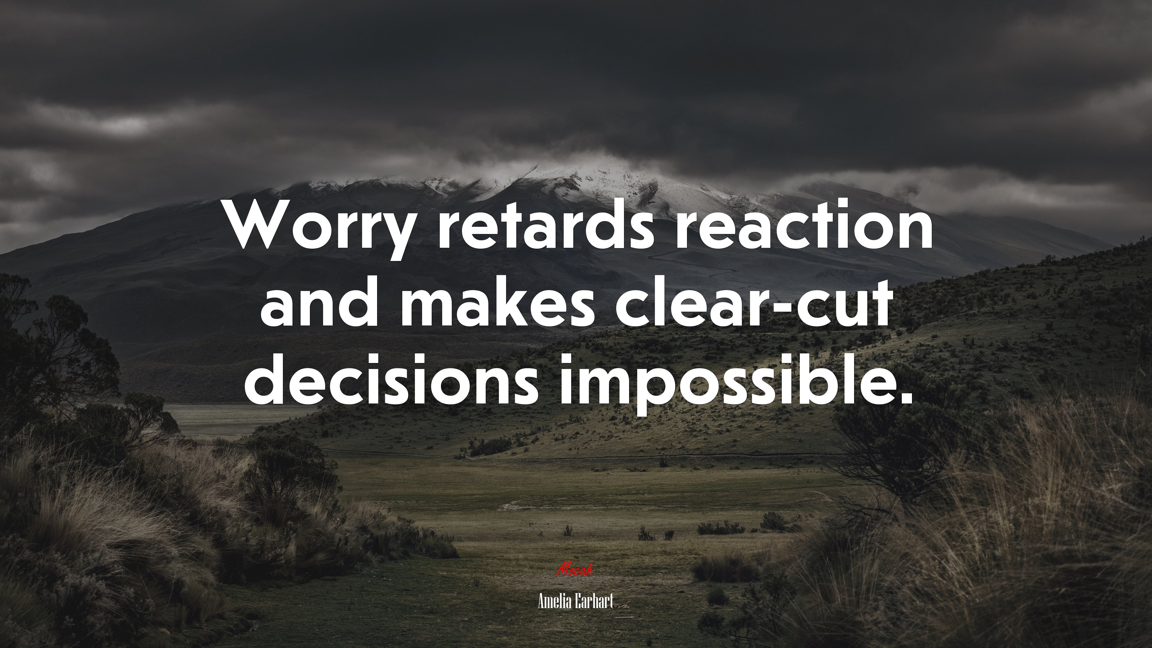 Worry retards reaction and makes clear-cut decisions impossible. | Amelia Earhart quote HD Wallpaper