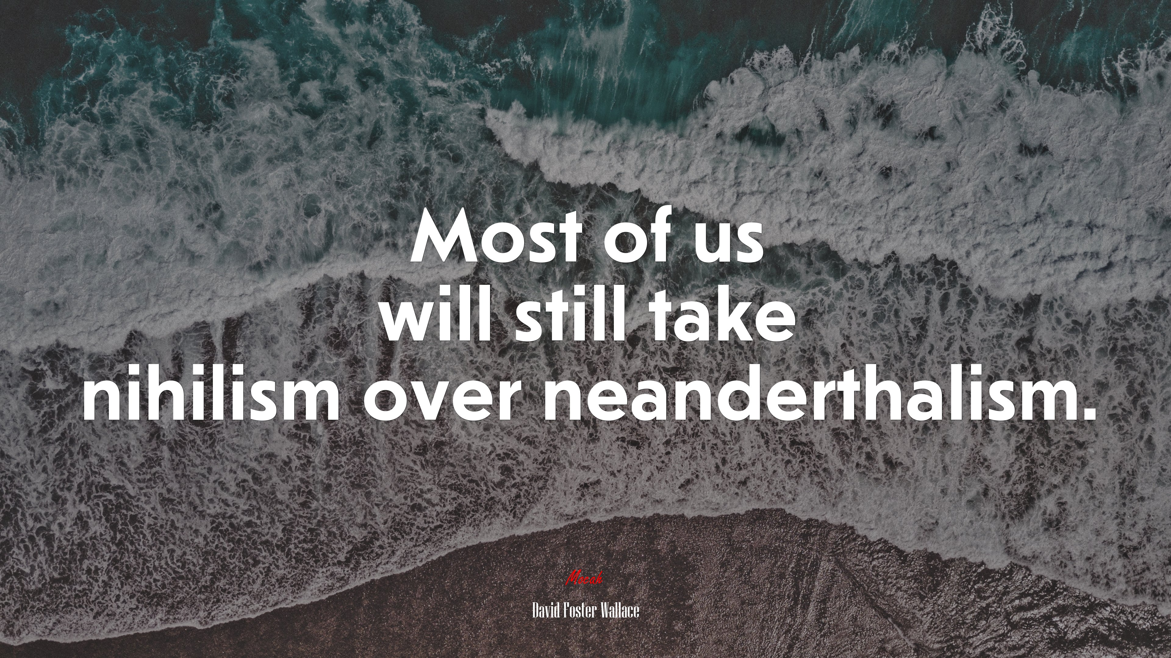 Most of us will still take nihilism over neanderthalism. | David Foster Wallace quote HD Wallpaper