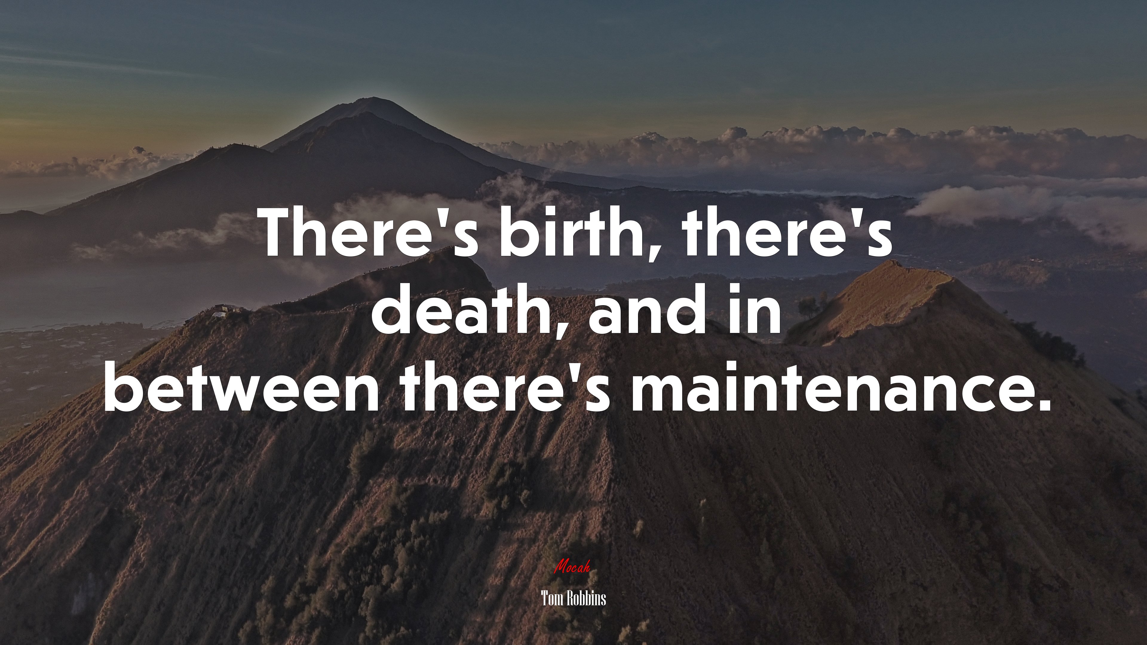 There’s birth, there’s death, and in between there’s maintenance. | Tom Robbins quote HD Wallpaper