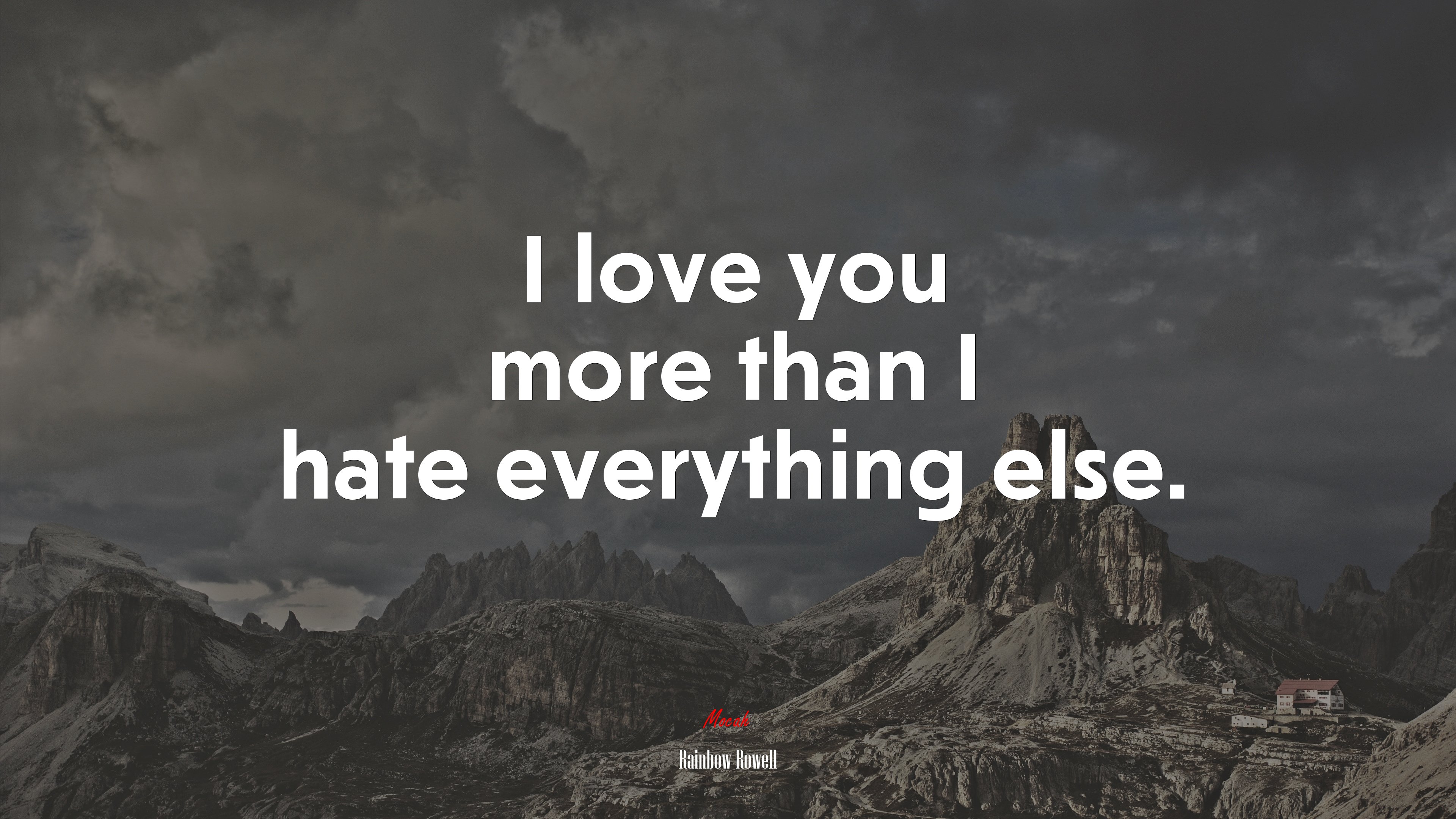 I love you more than I hate everything else. | Rainbow Rowell quote HD Wallpaper