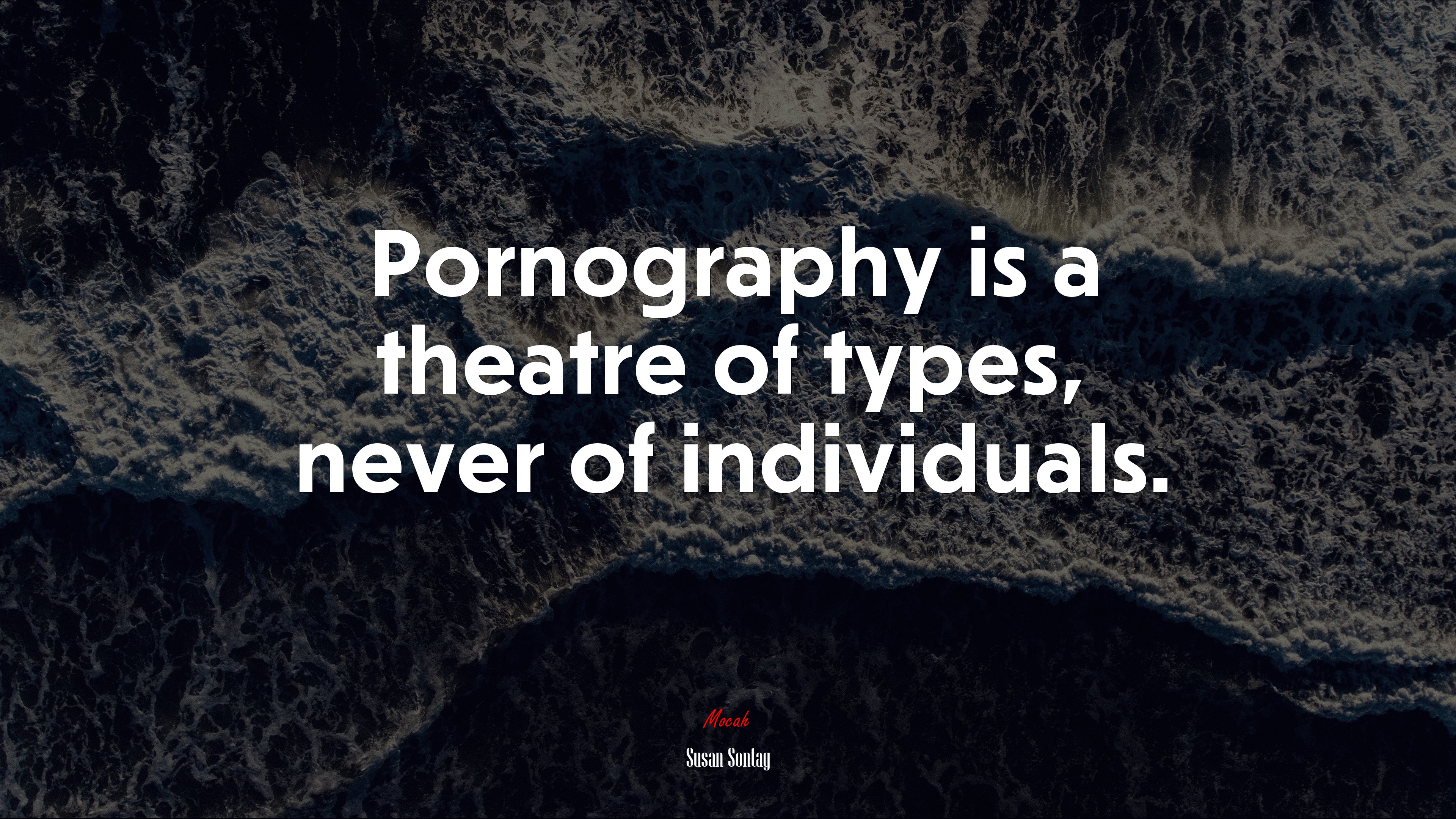 Pornography is a theatre of types, never of individuals. | Susan Sontag quote HD Wallpaper