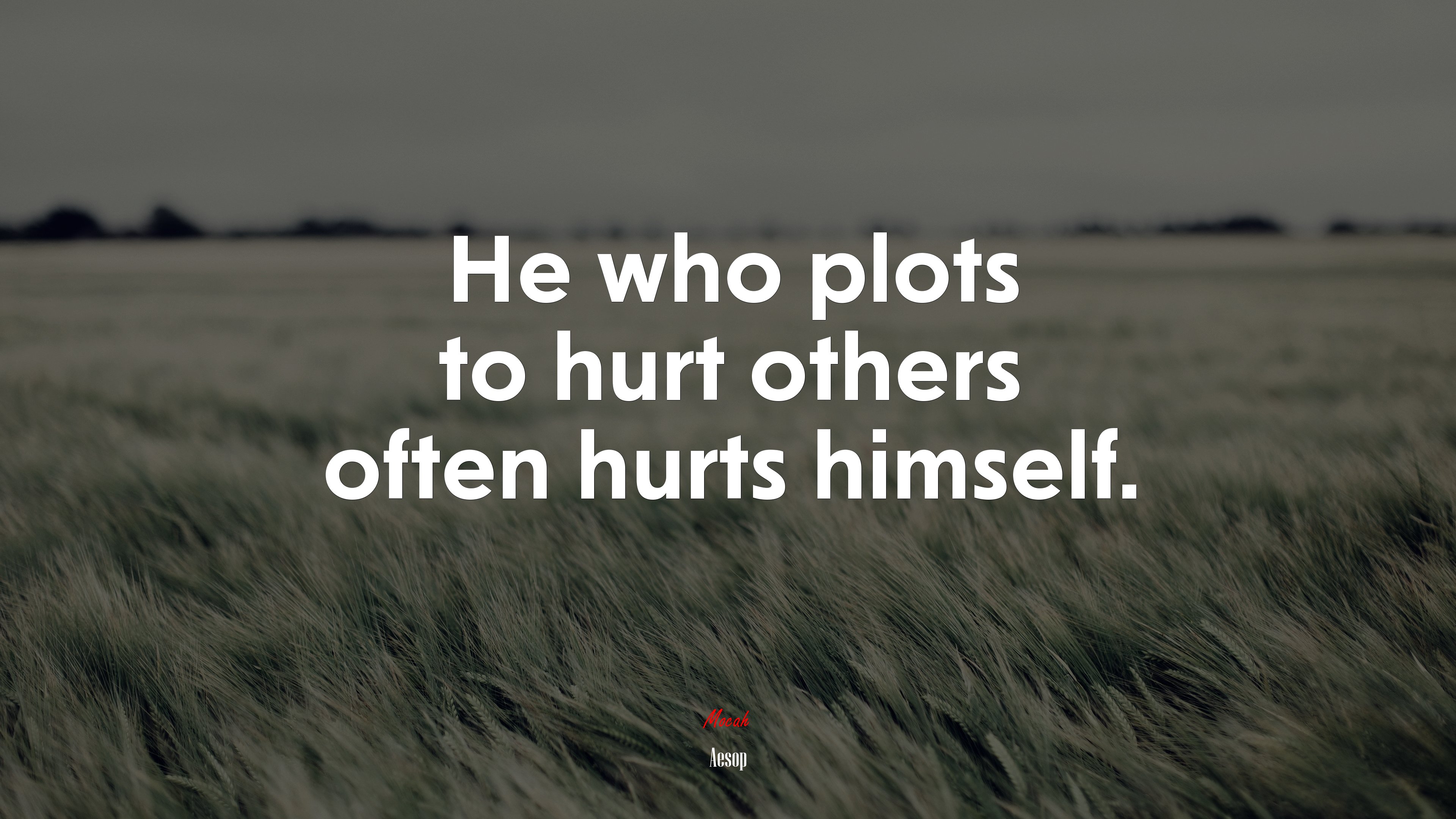 He who plots to hurt others often hurts himself. | Aesop quote HD Wallpaper