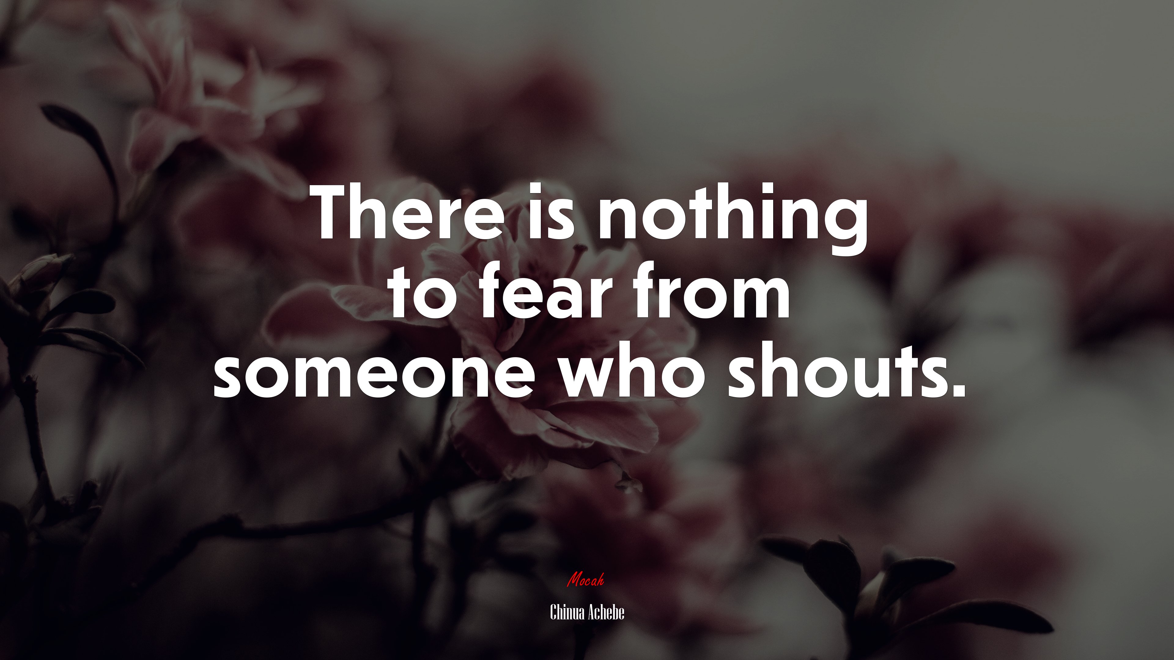 There is nothing to fear from someone who shouts. | Chinua Achebe quote HD Wallpaper