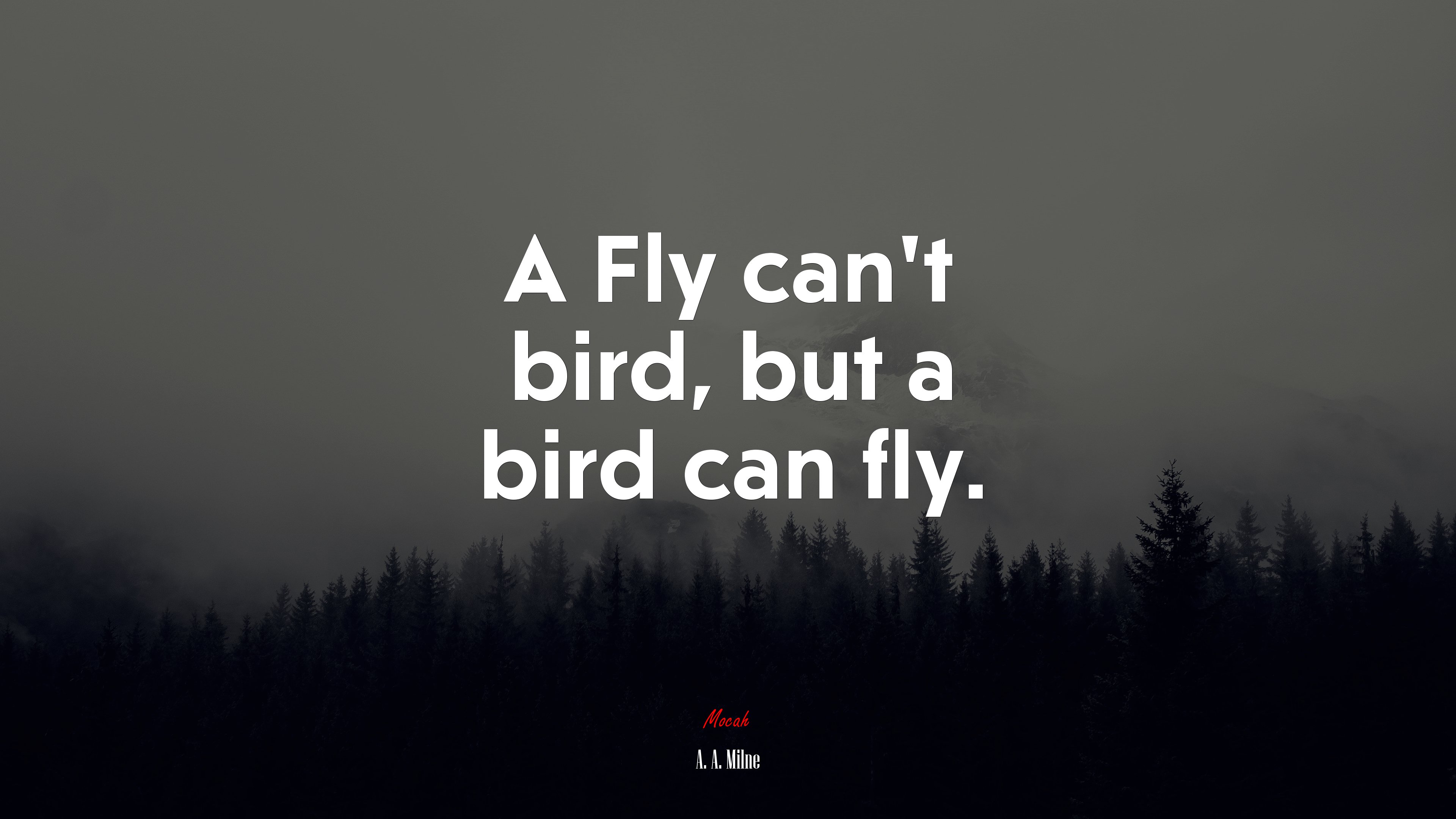 A Fly can’t bird, but a bird can fly. | A. A. Milne quote HD Wallpaper