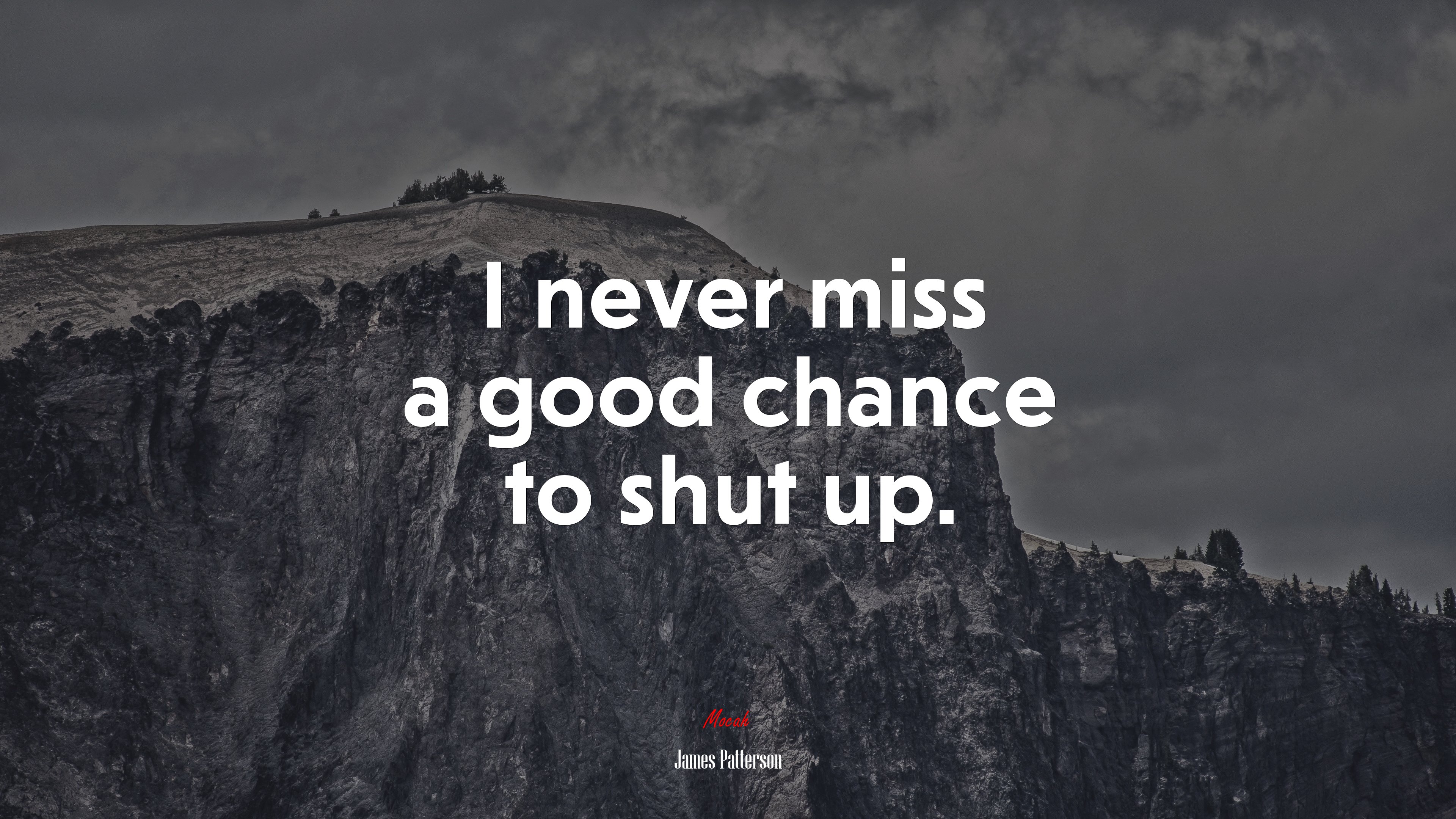 I never miss a good chance to shut up. | James Patterson quote HD Wallpaper