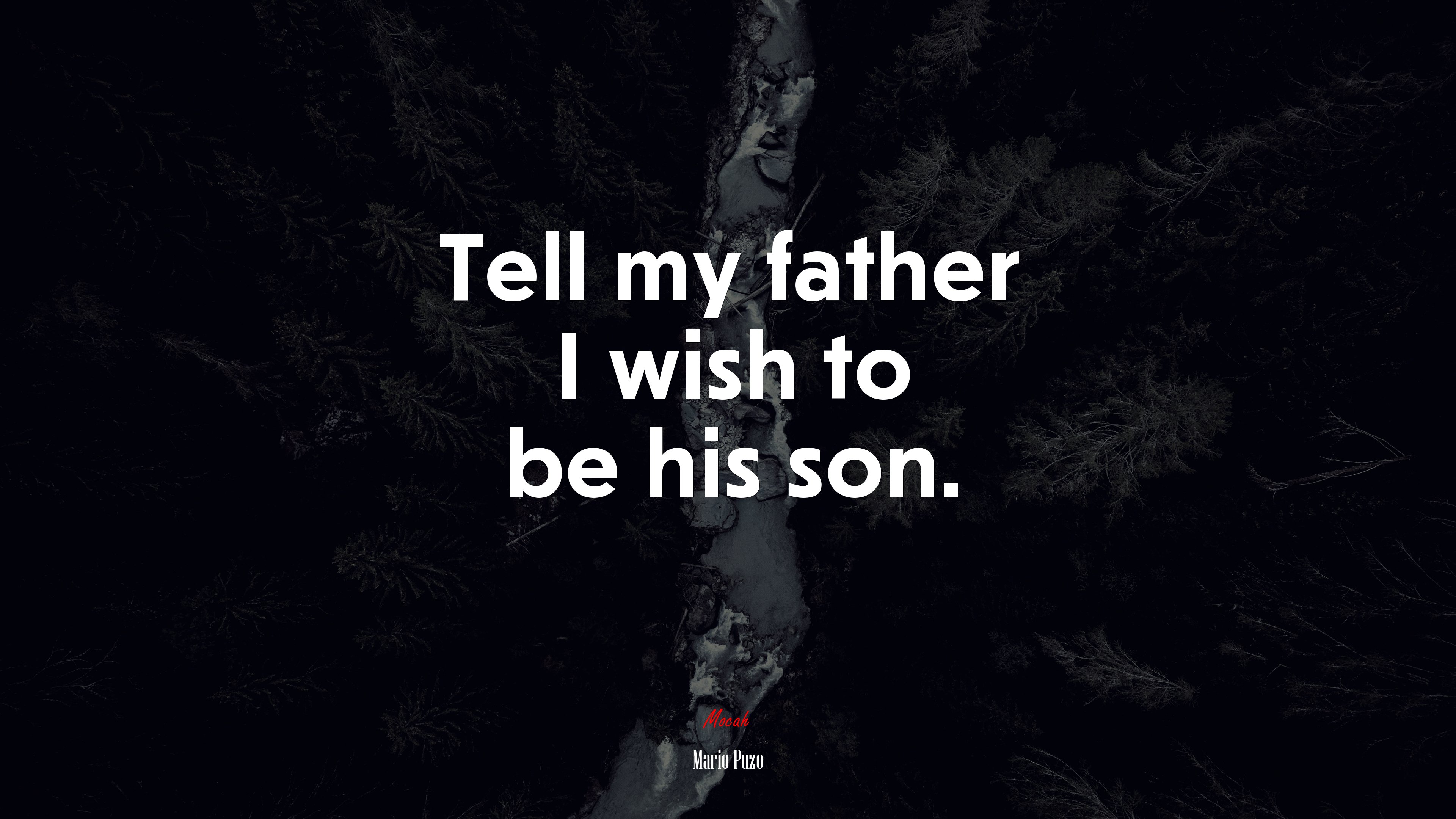 Tell my father I wish to be his son. | Mario Puzo quote HD Wallpaper