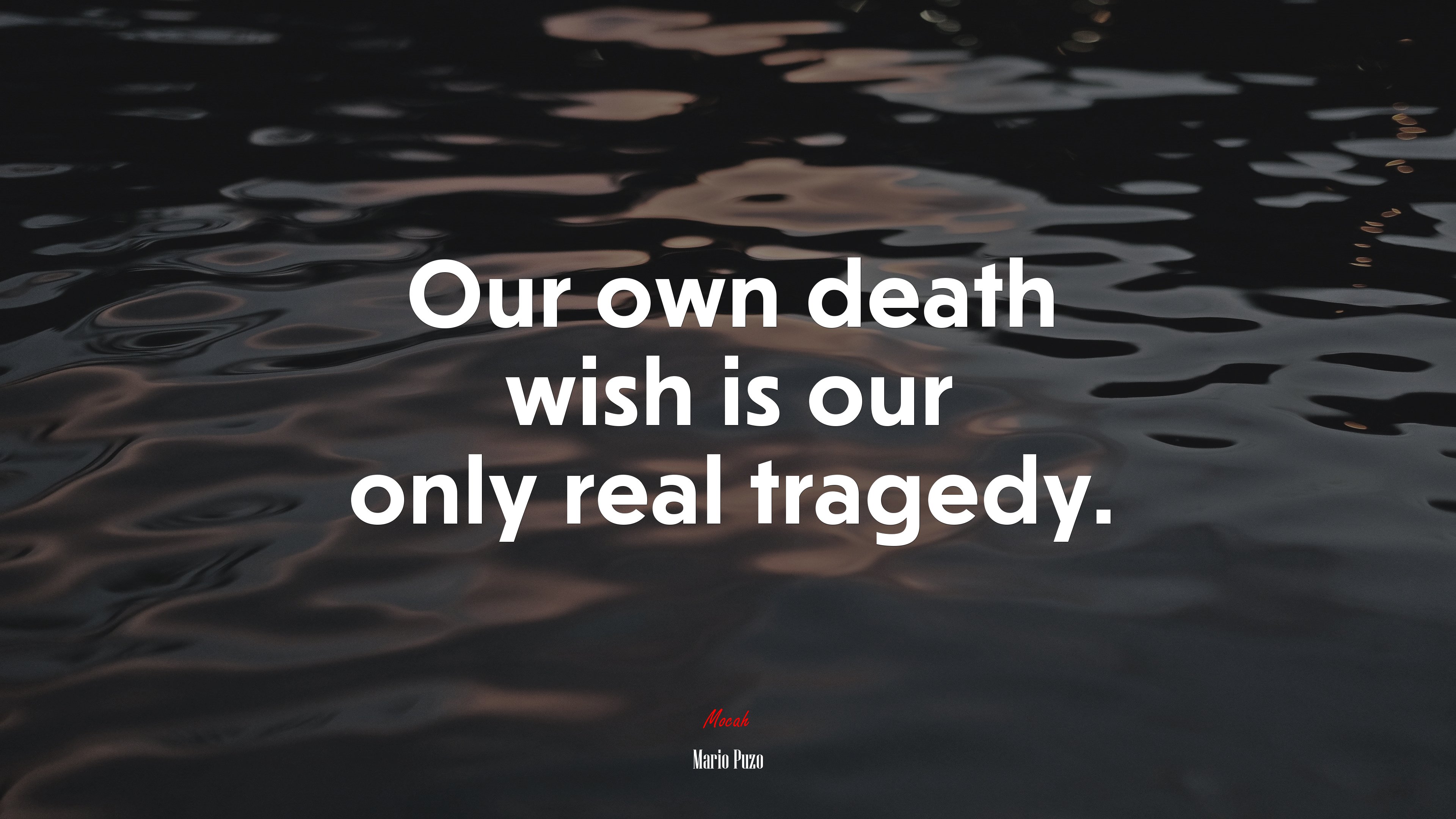 Our own death wish is our only real tragedy. | Mario Puzo quote HD Wallpaper