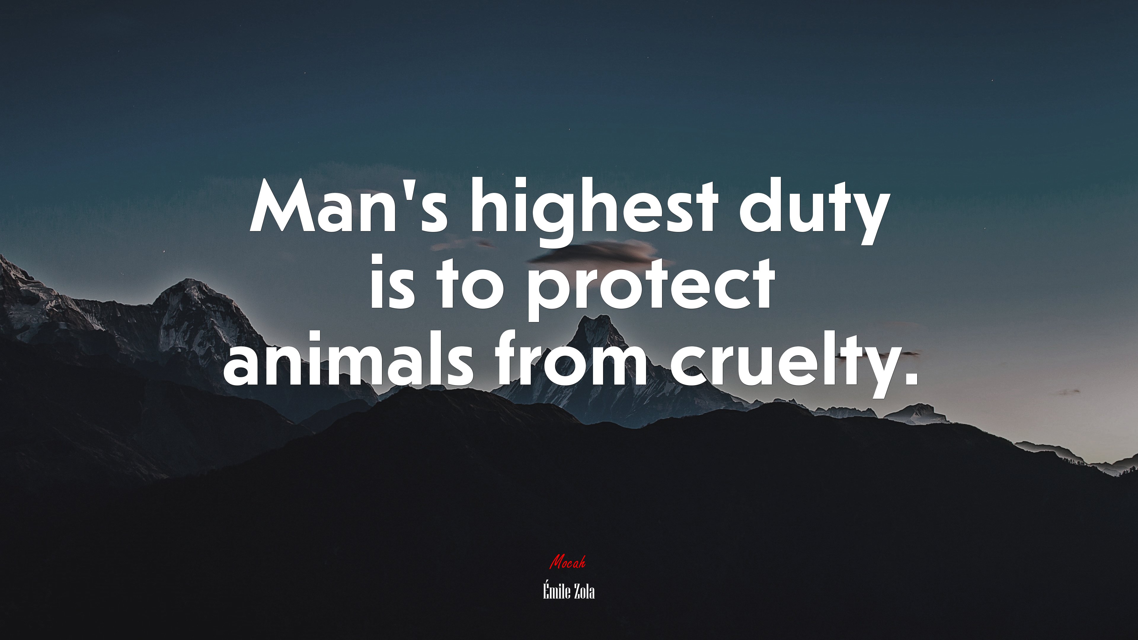 Man’s highest duty is to protect animals from cruelty. | Émile Zola quote HD Wallpaper