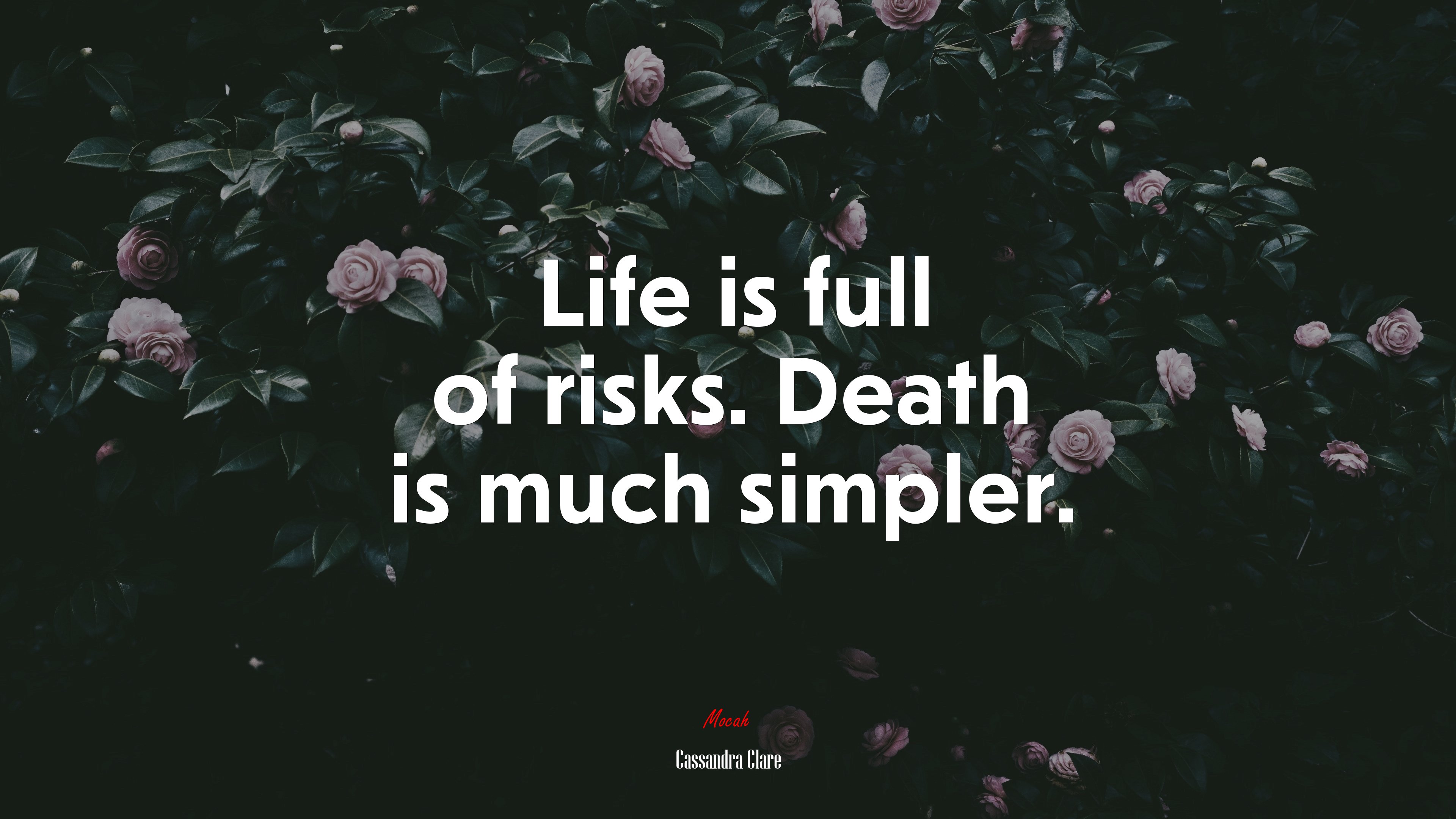 Life is full of risks. Death is much simpler. | Cassandra Clare quote HD Wallpaper
