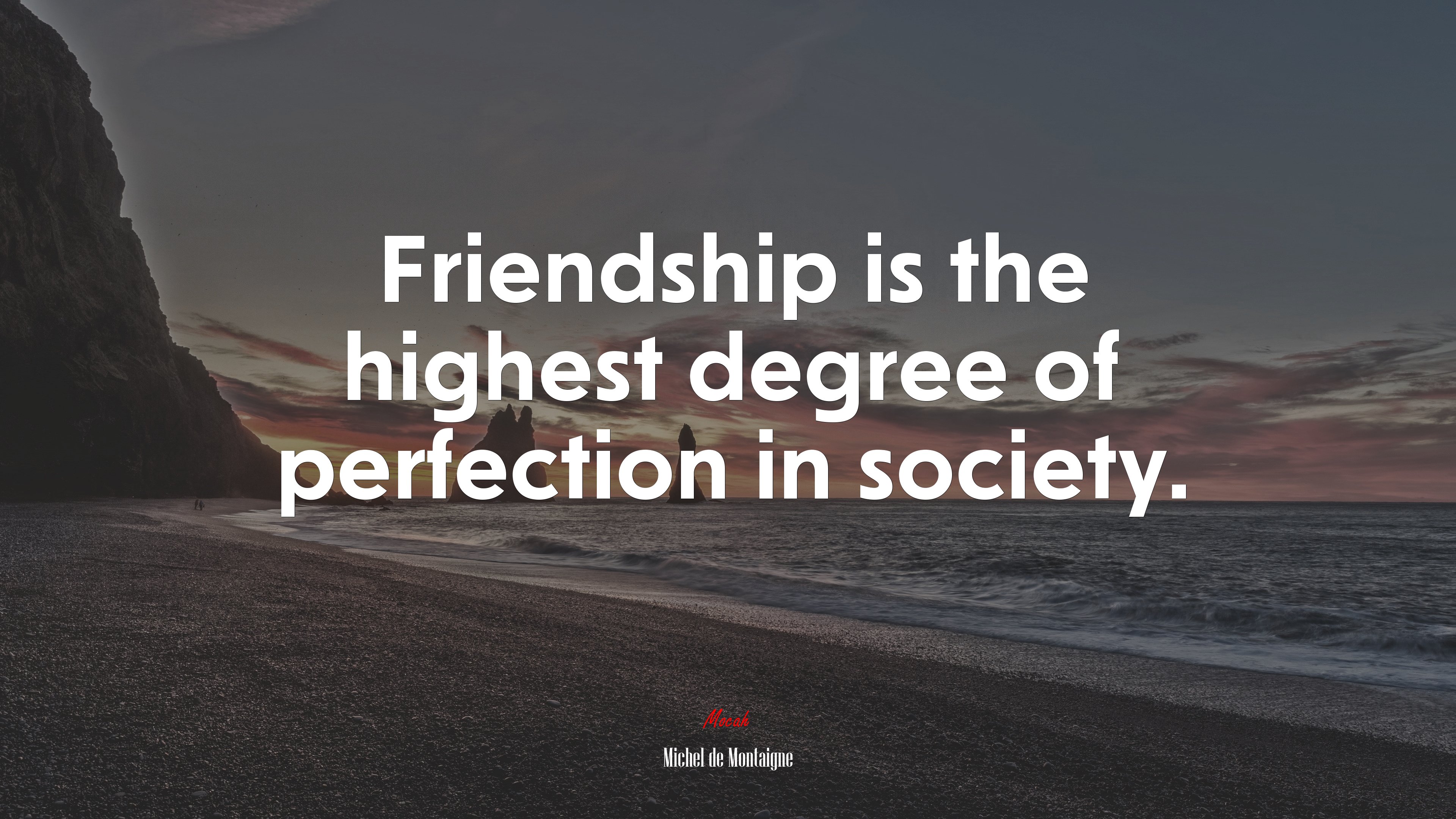 Friendship is the highest degree of perfection in society. | Michel de Montaigne quote HD Wallpaper