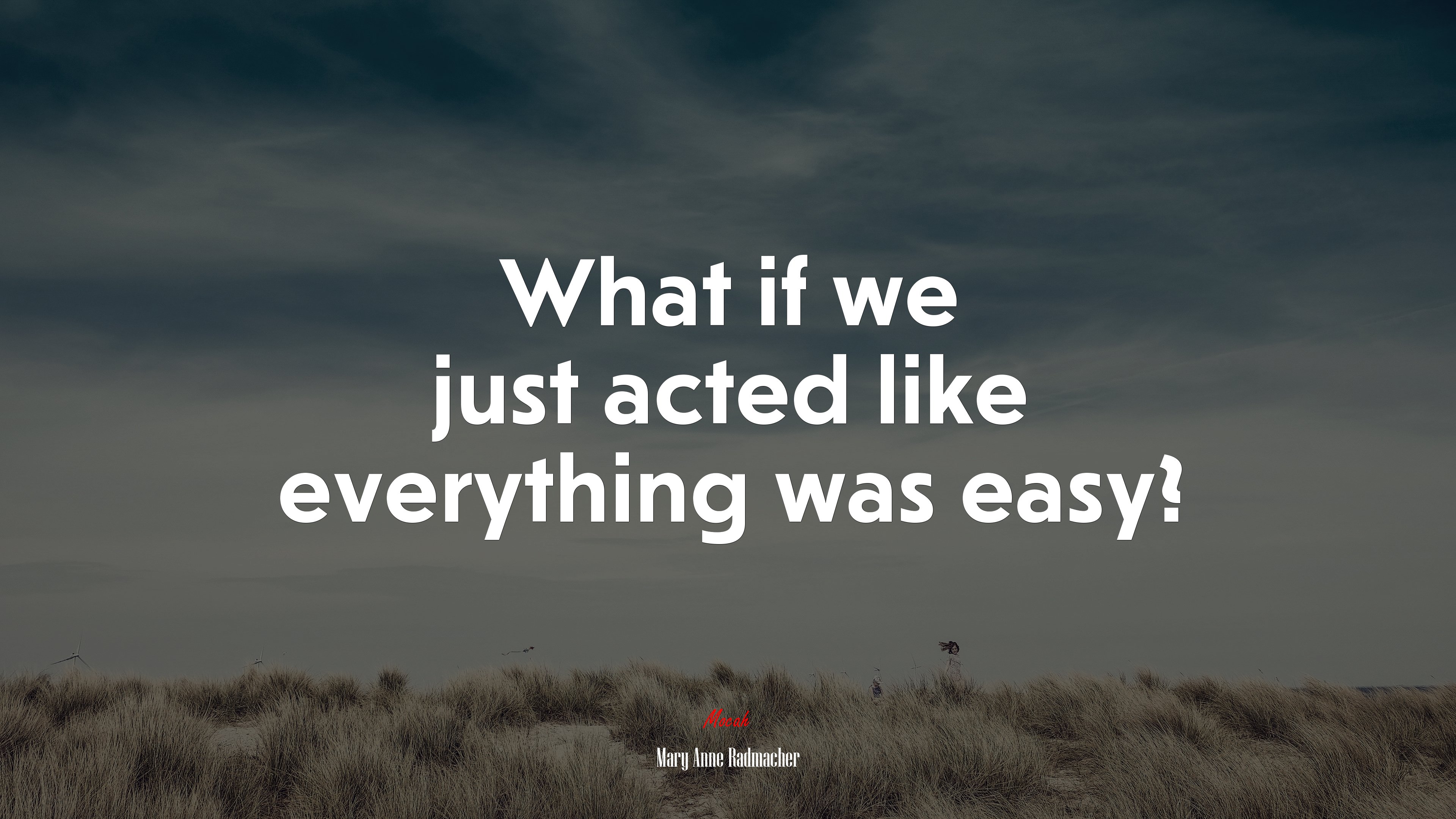 What if we just acted like everything was easy? | Mary Anne Radmacher quote HD Wallpaper