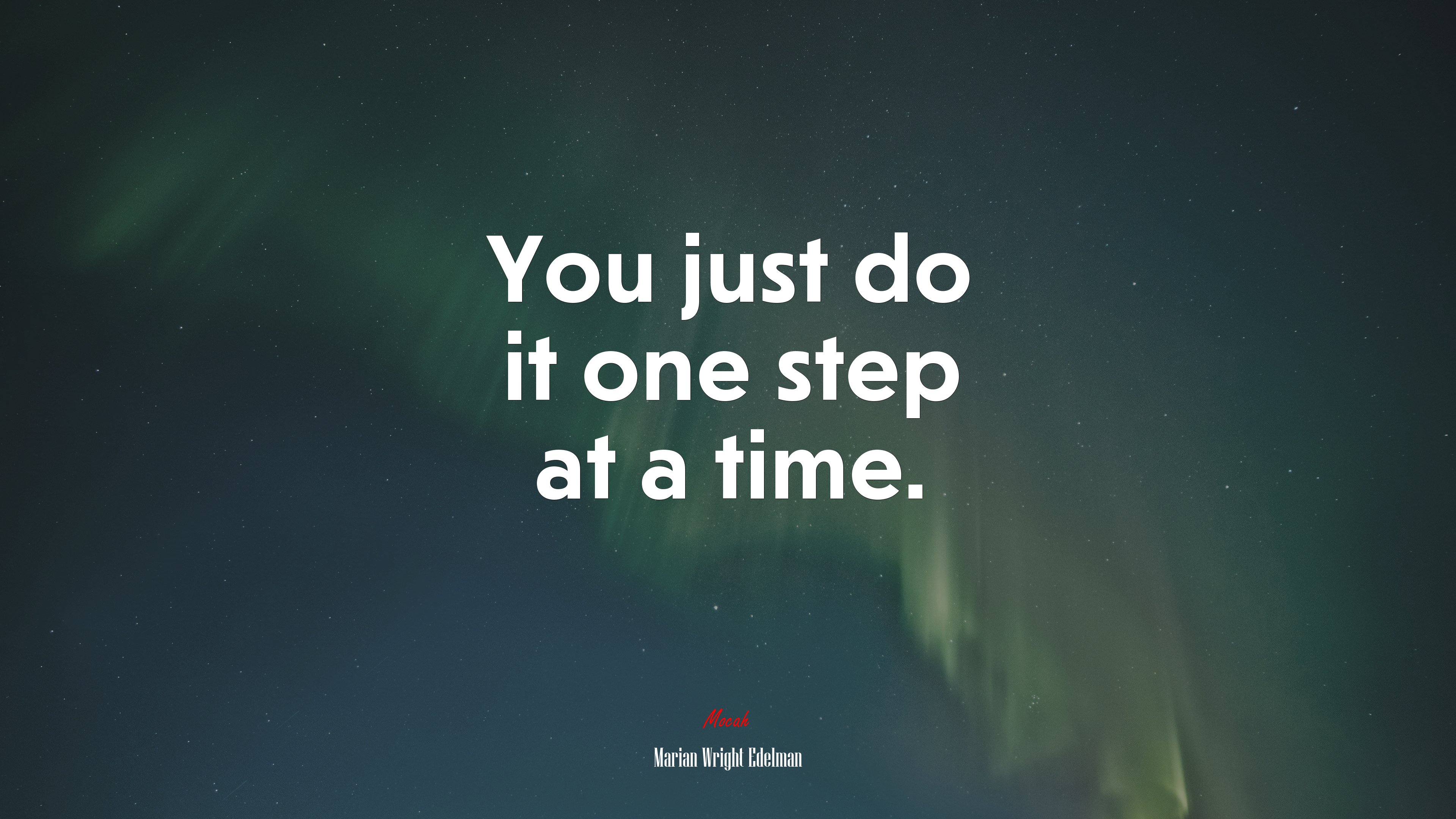 You just do it one step at a time. | Marian Wright Edelman quote HD Wallpaper