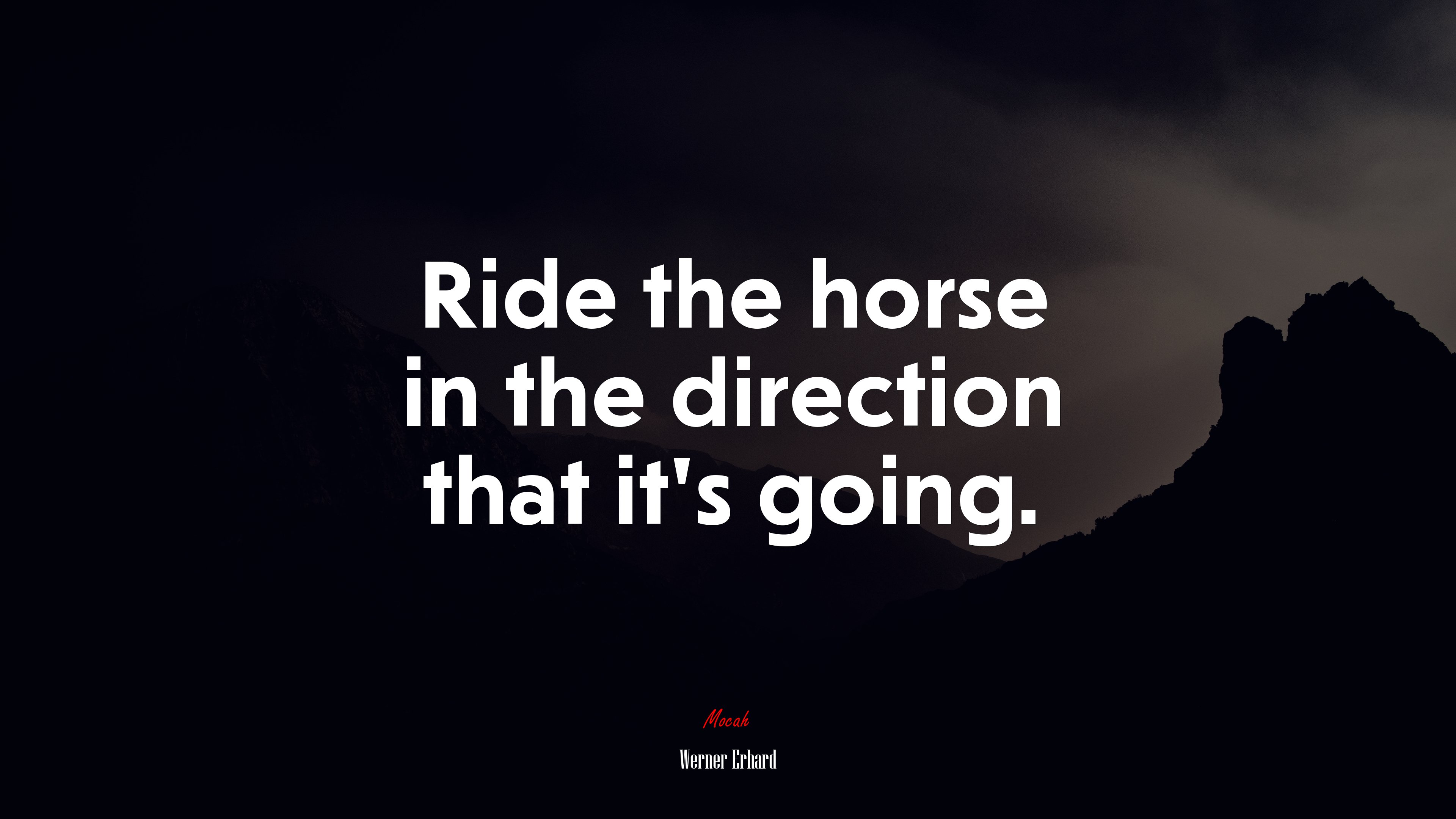Ride the horse in the direction that it’s going. | Werner Erhard quote HD Wallpaper