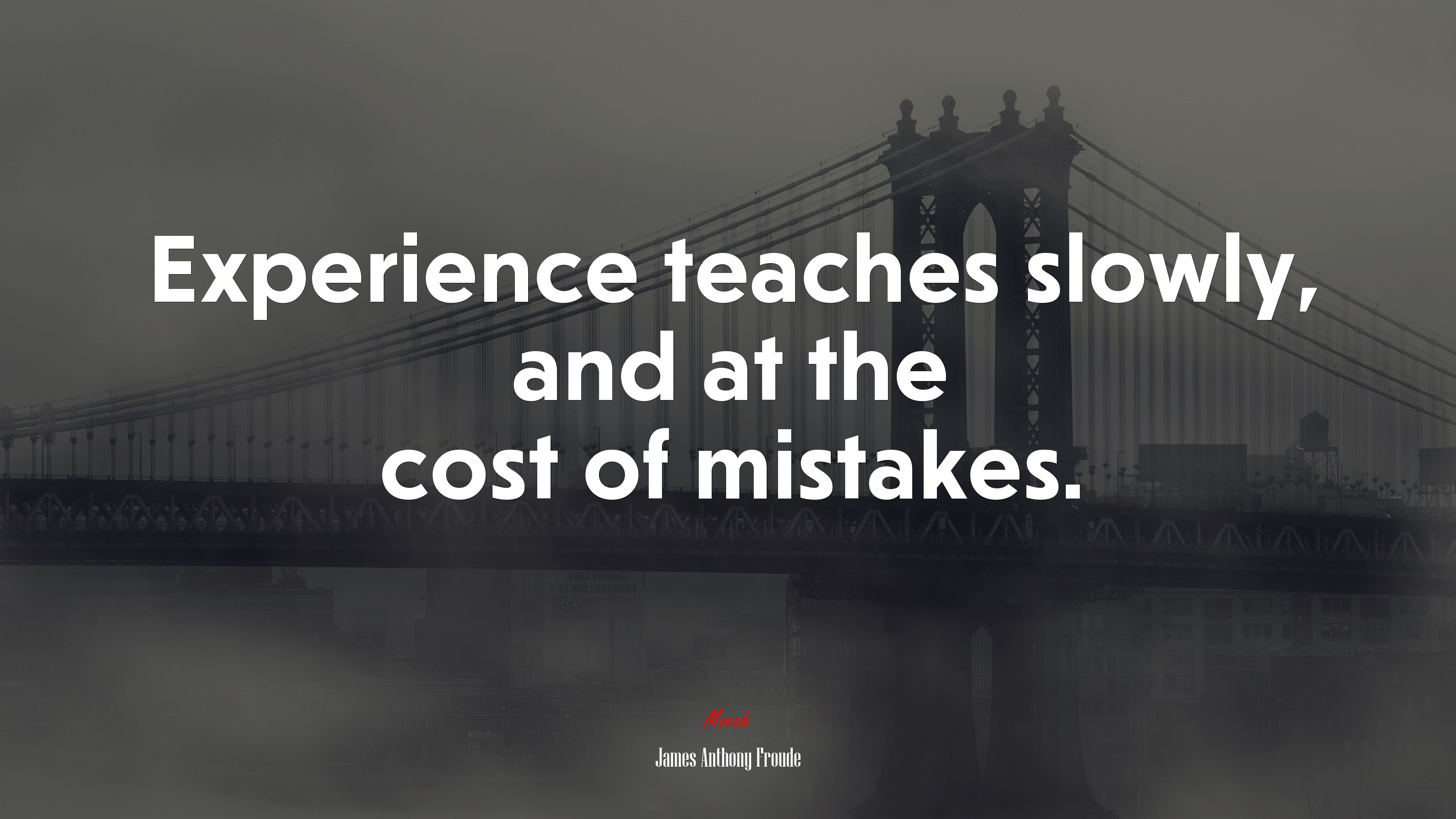Experience teaches slowly, and at the cost of mistakes. | James Anthony Froude quote HD Wallpaper