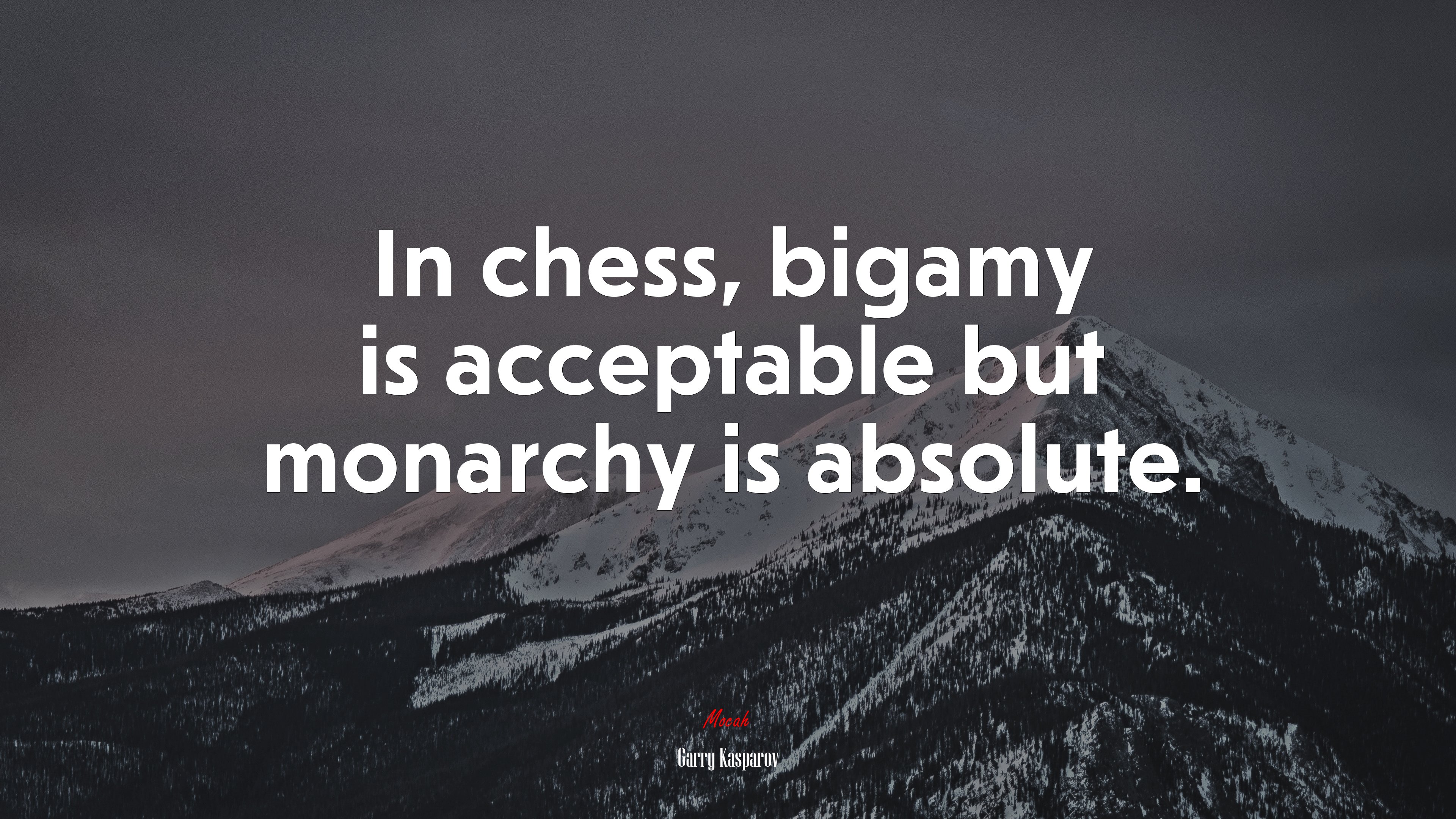 In chess, bigamy is acceptable but monarchy is absolute. | Garry Kasparov quote HD Wallpaper