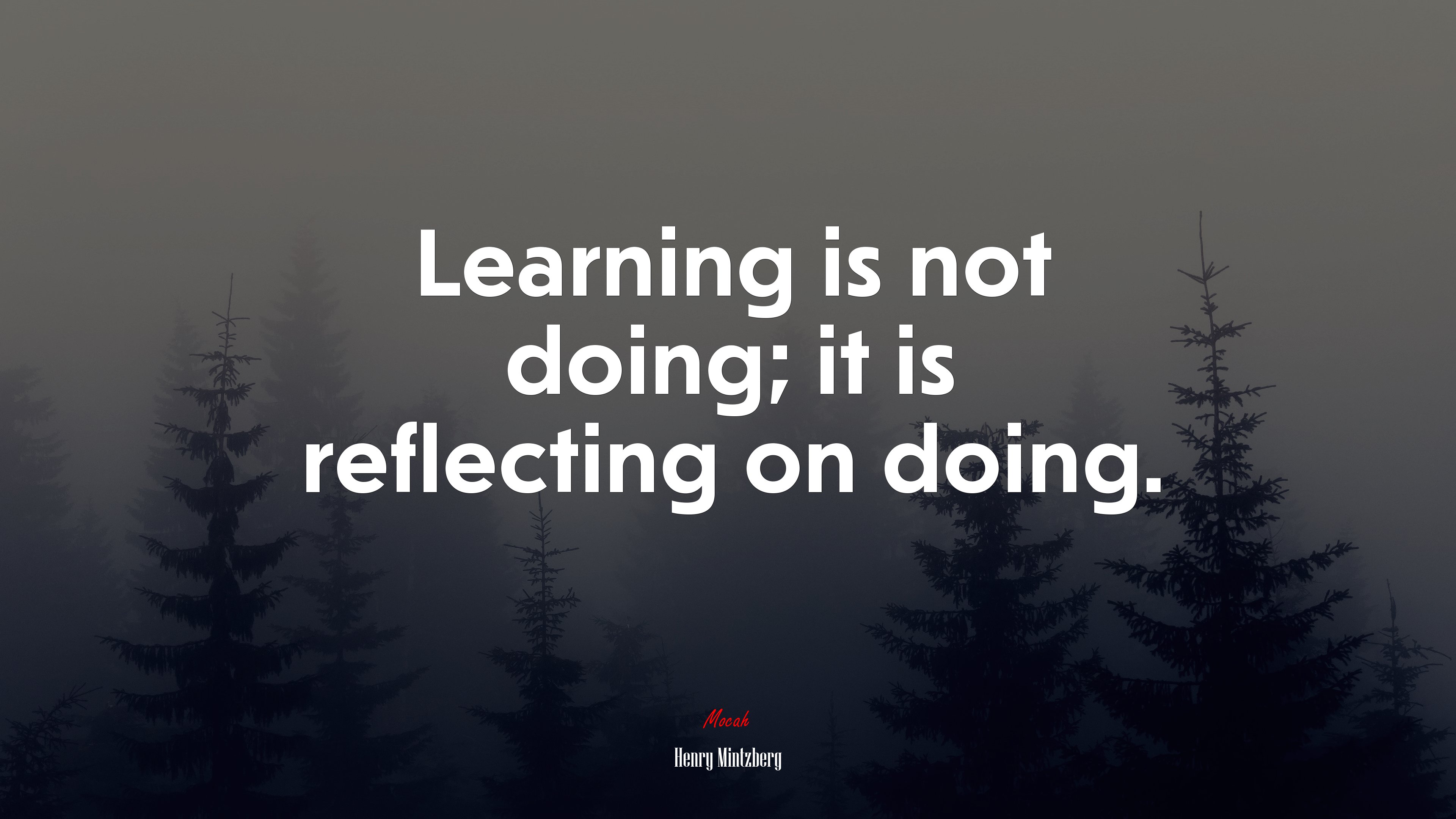 Learning is not doing; it is reflecting on doing. | Henry Mintzberg quote HD Wallpaper