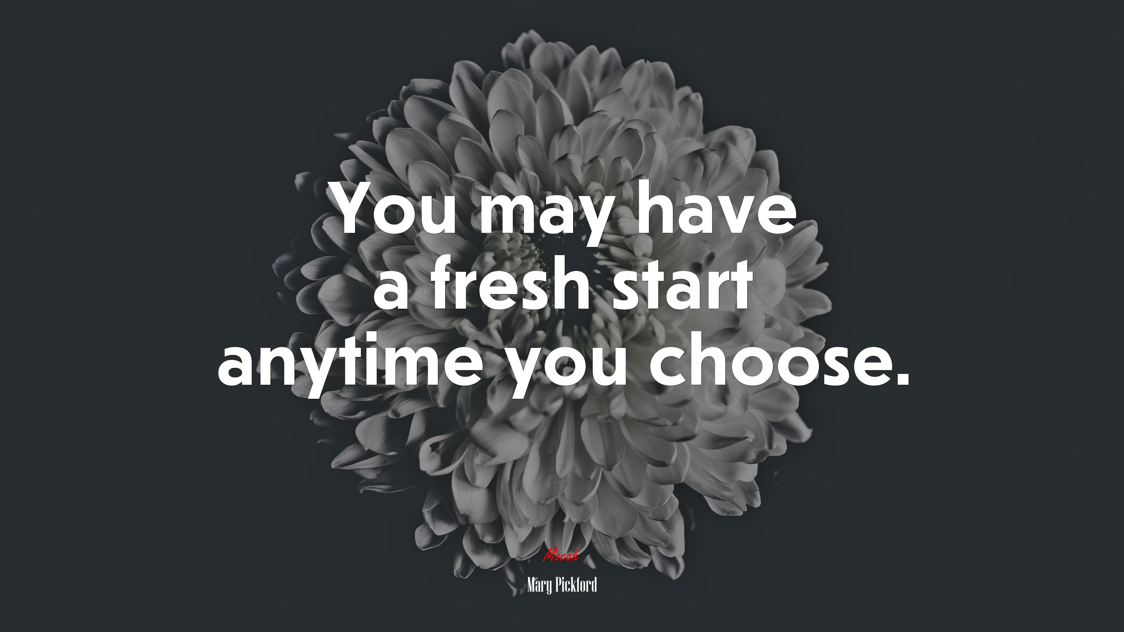 You may have a fresh start anytime you choose. | Mary Pickford quote HD Wallpaper