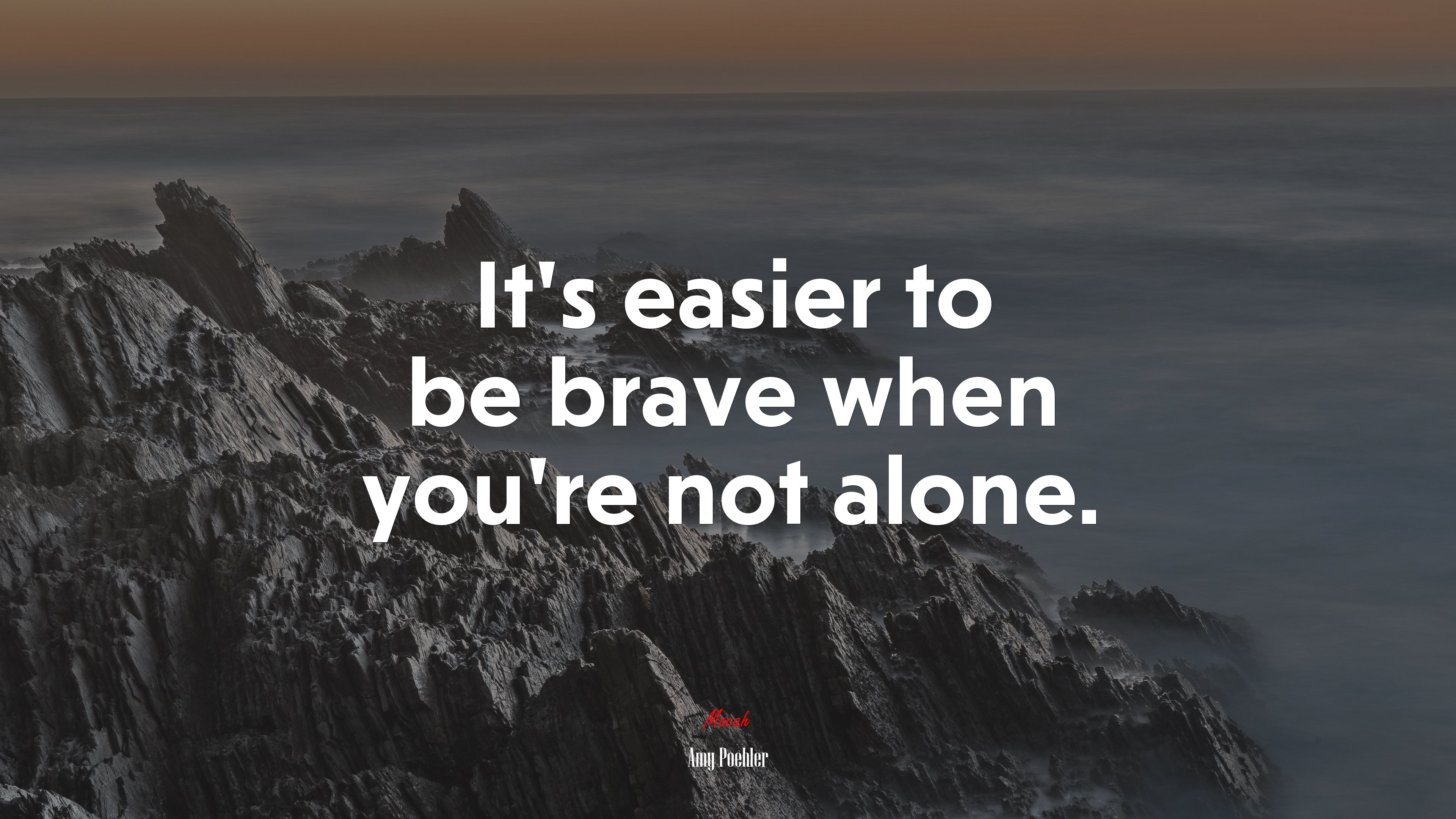 It’s easier to be brave when you’re not alone. | Amy Poehler quote HD Wallpaper