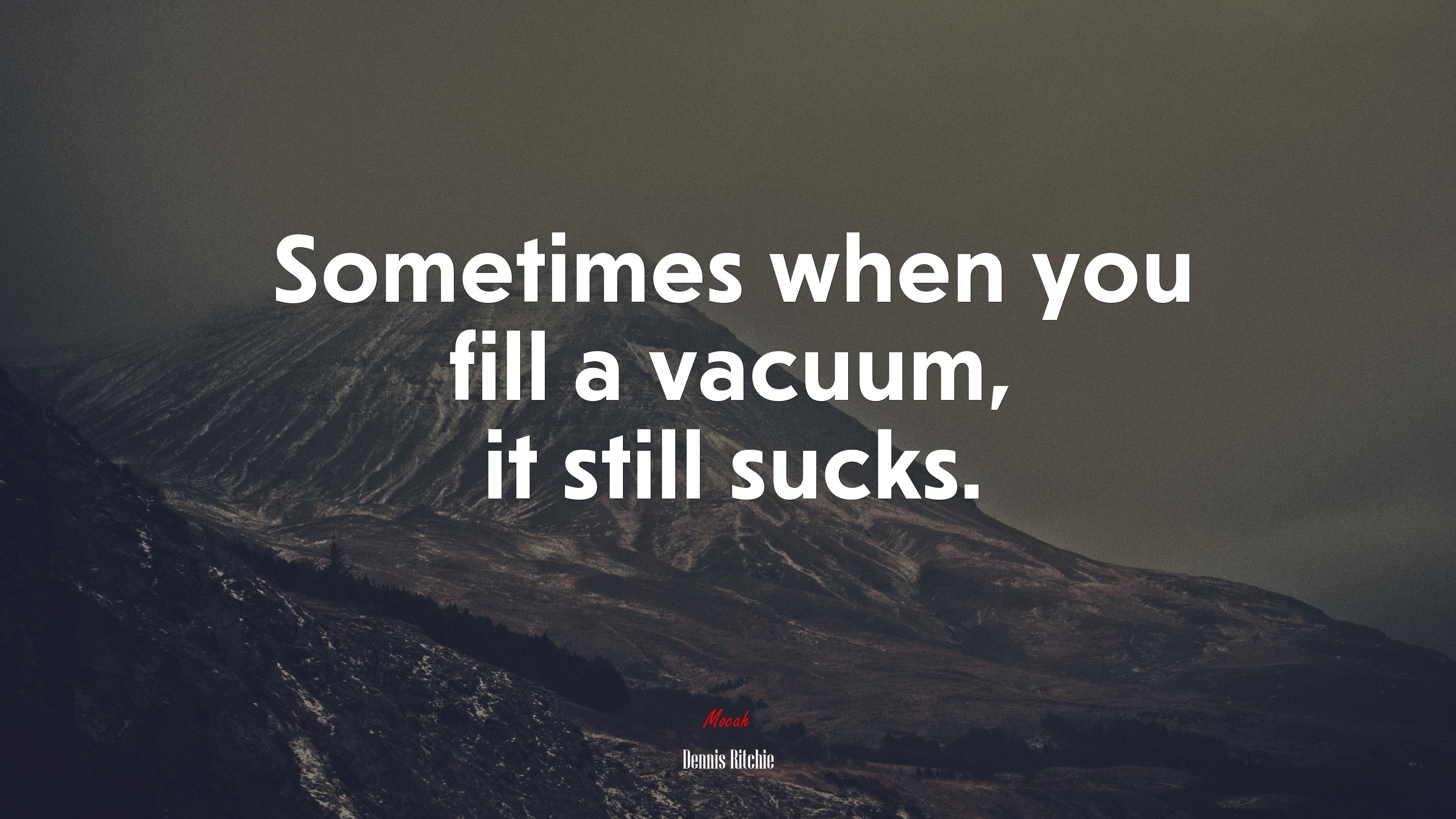 Sometimes when you fill a vacuum, it still sucks. | Dennis Ritchie quote HD Wallpaper