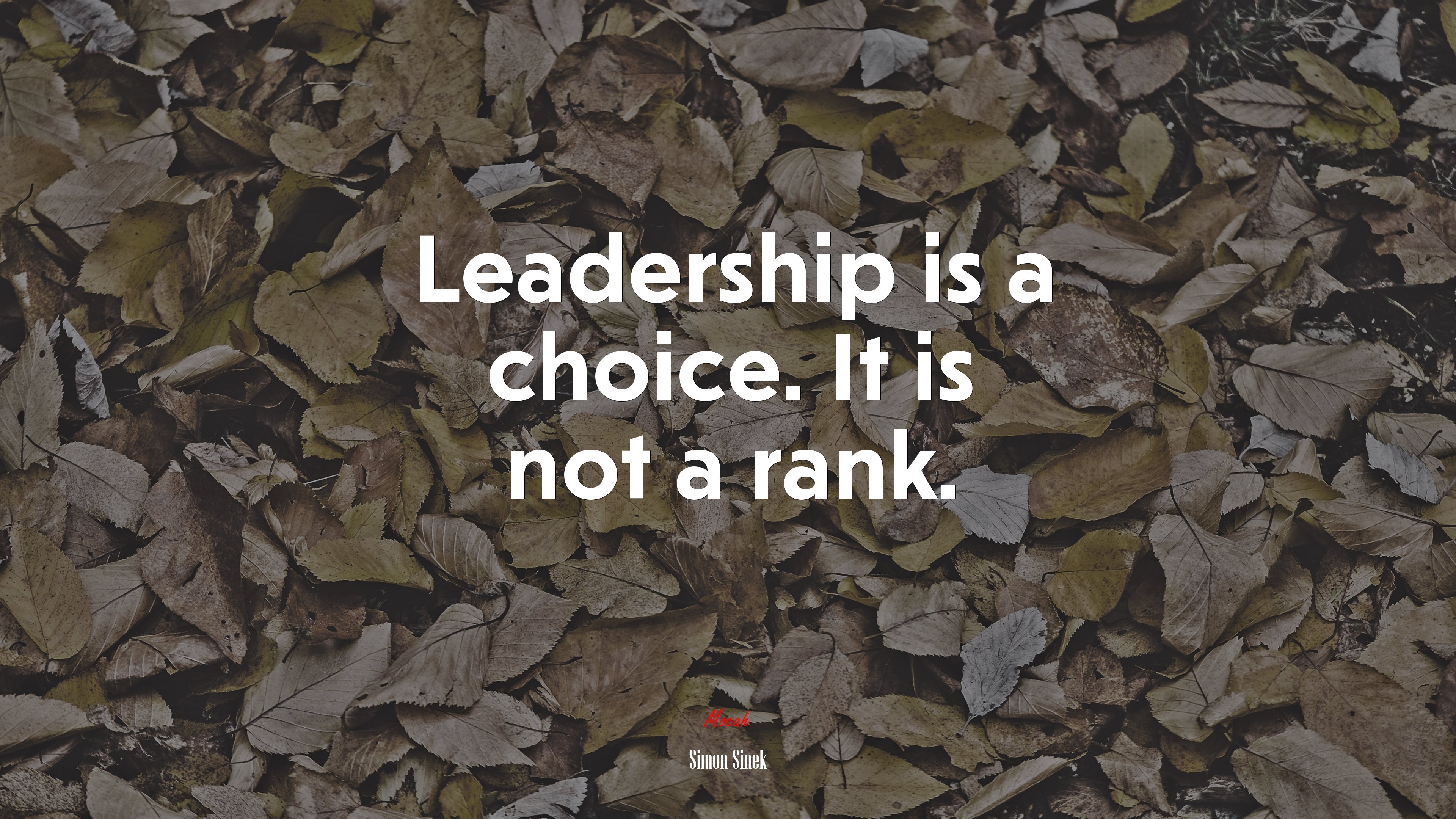 Leadership is a choice. It is not a rank. | Simon Sinek quote HD Wallpaper