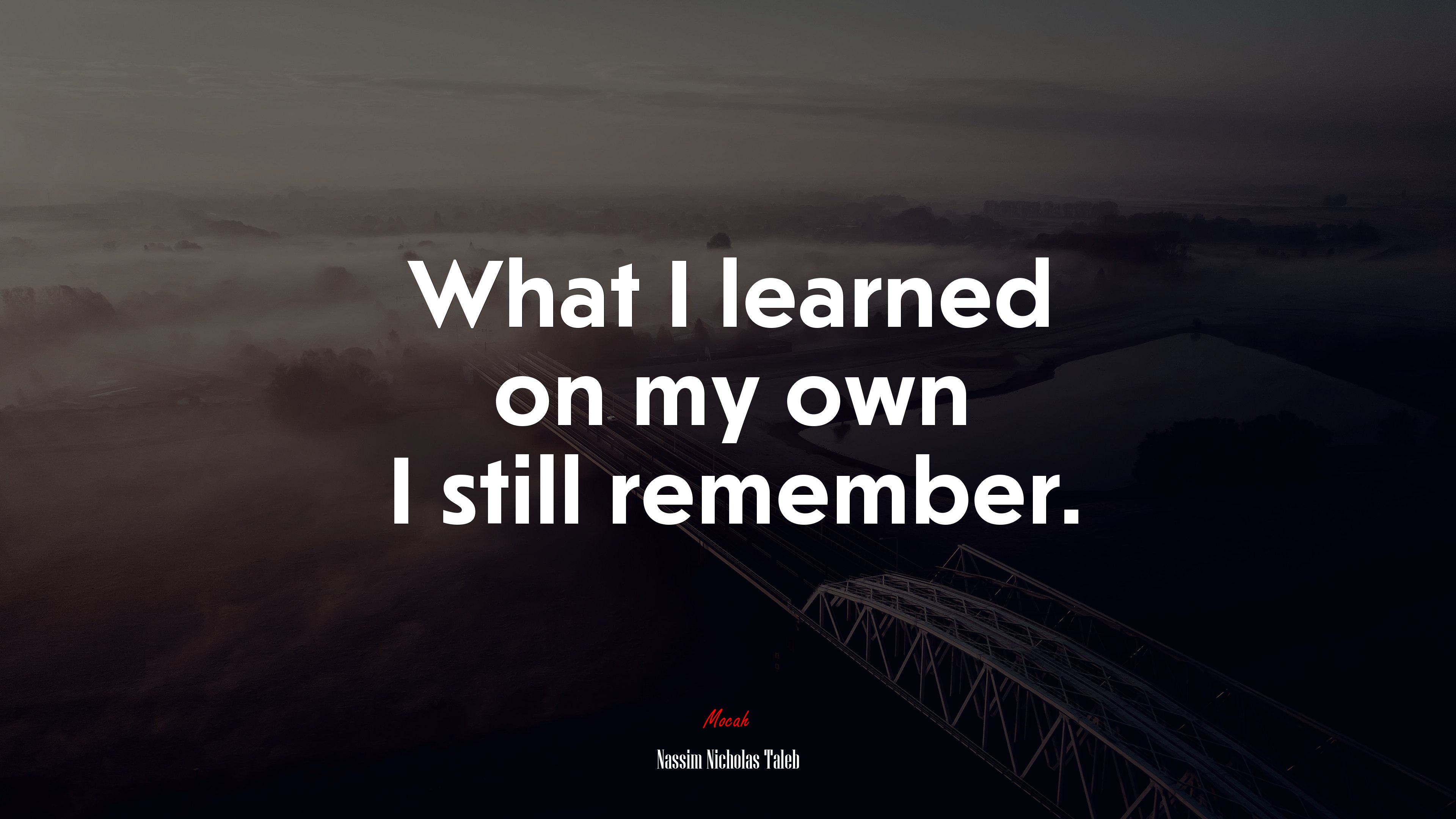 What I learned on my own I still remember. | Nassim Nicholas Taleb quote HD Wallpaper
