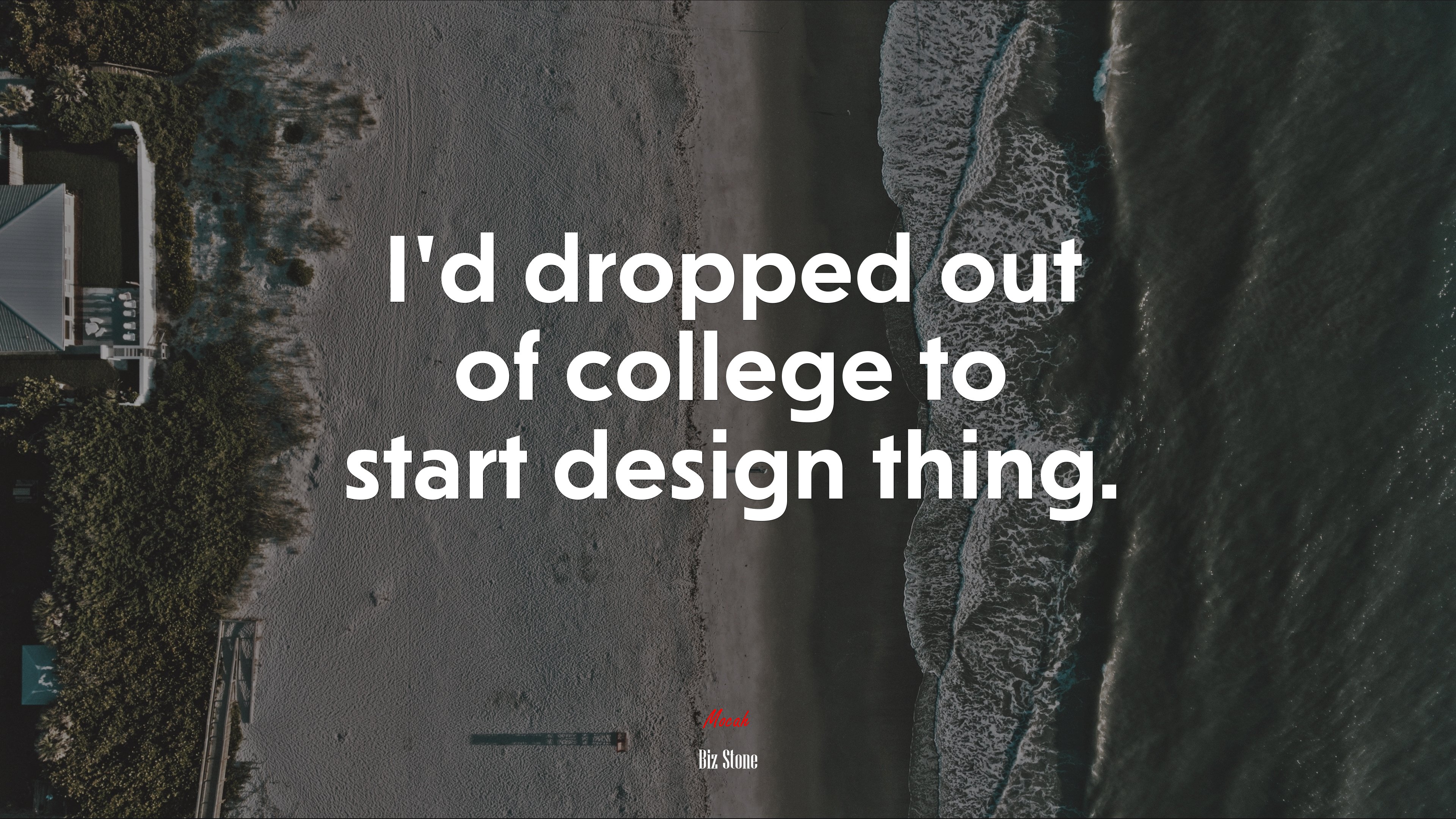I’d dropped out of college to start design thing. | Biz Stone quote HD Wallpaper