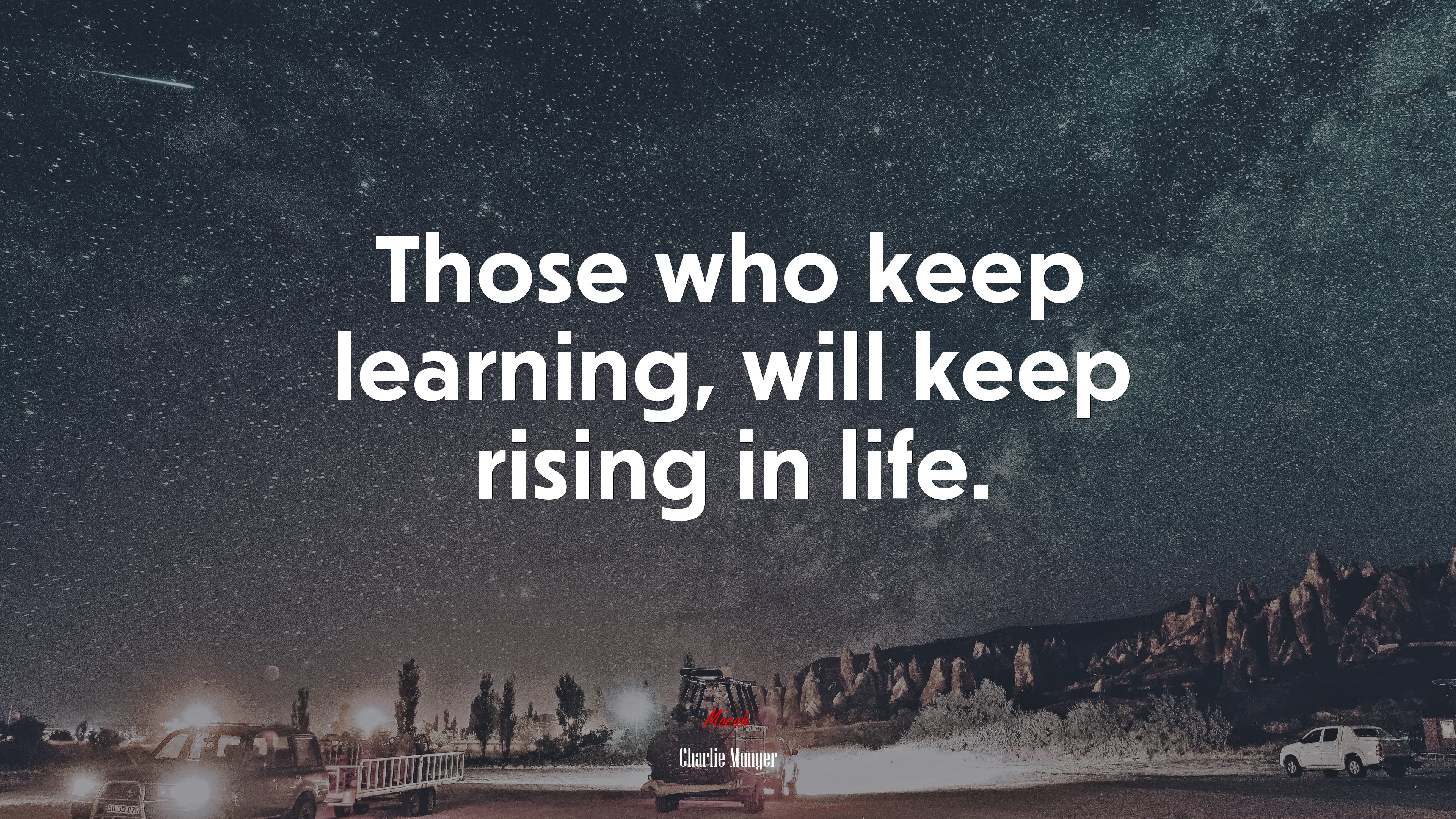 Those who keep learning, will keep rising in life. | Charlie Munger quote HD Wallpaper