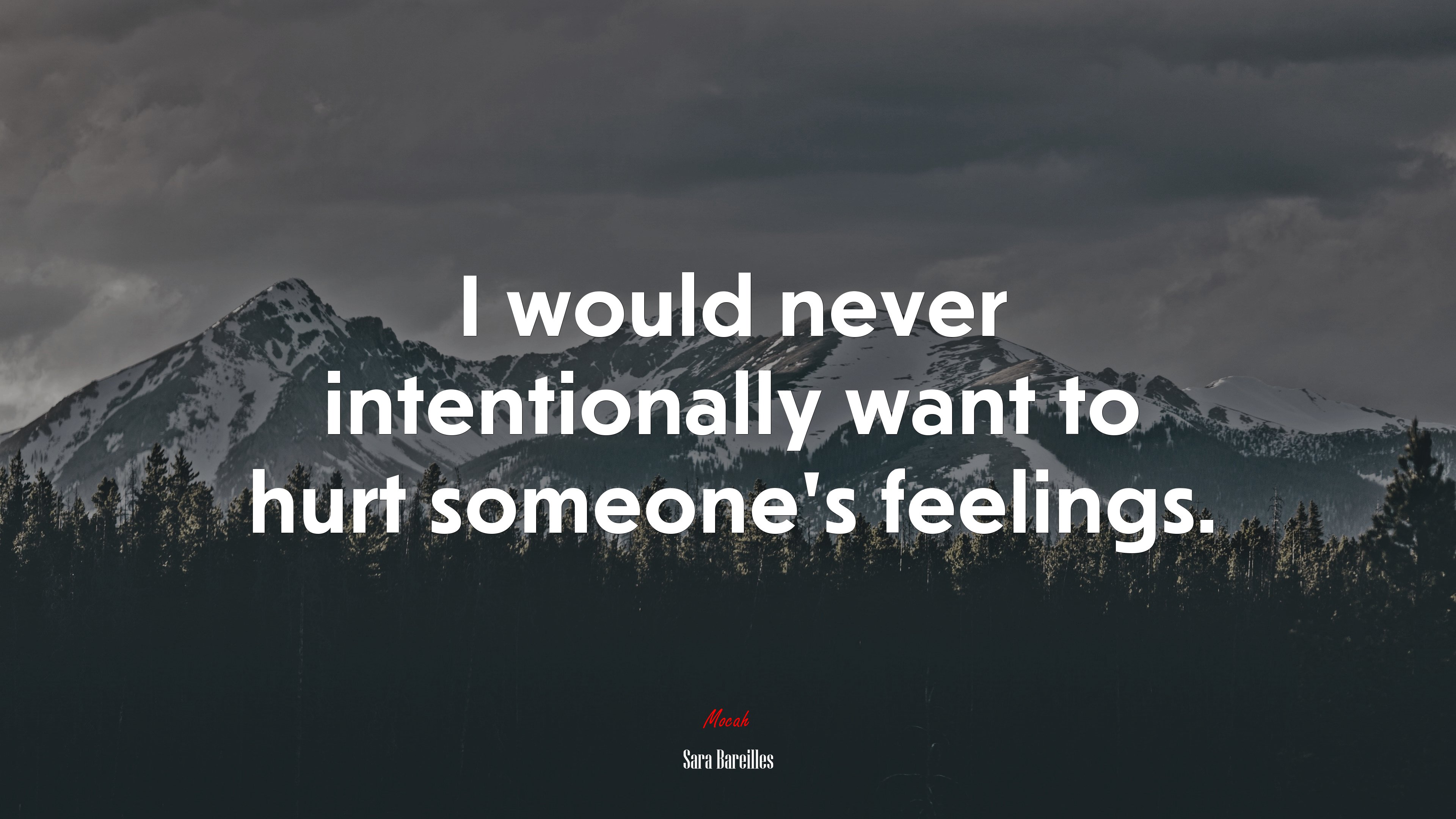 I would never intentionally want to hurt someone’s feelings. | Sara Bareilles quote HD Wallpaper