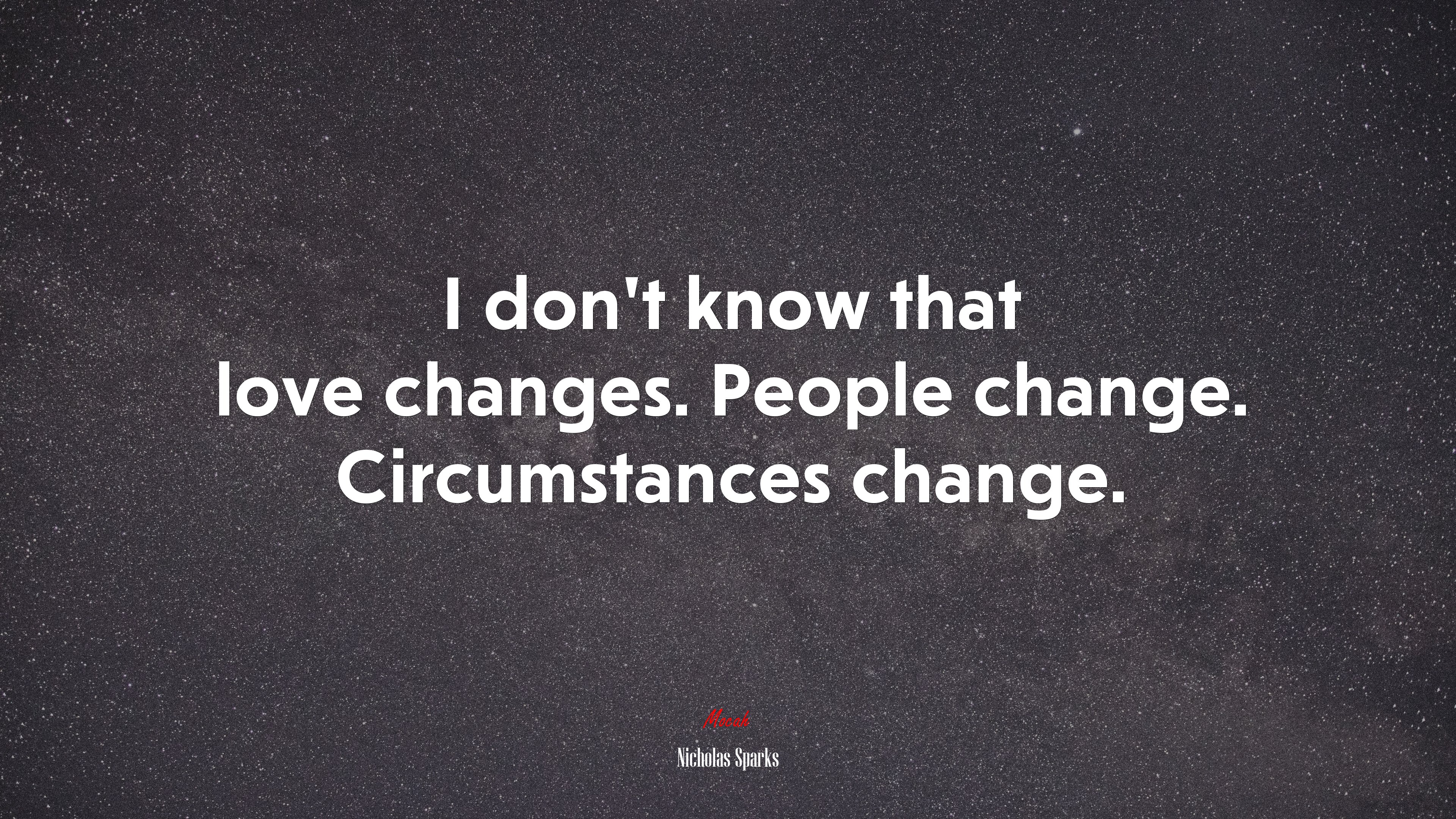 I don’t know that love changes. People change. Circumstances change. | Nicholas Sparks quote HD Wallpaper
