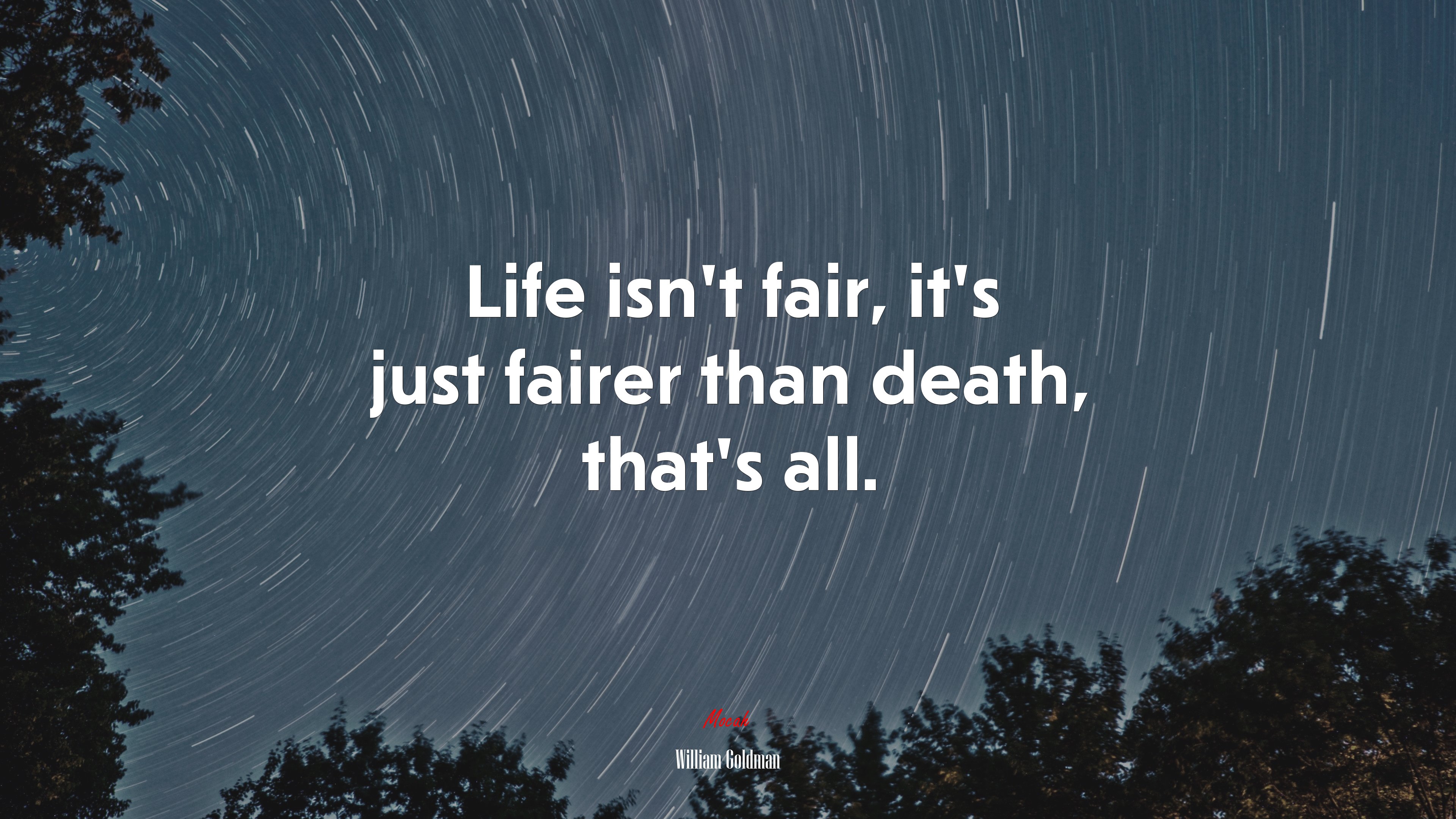 Life isn’t fair, it’s just fairer than death, that’s all. | William Goldman quote HD Wallpaper