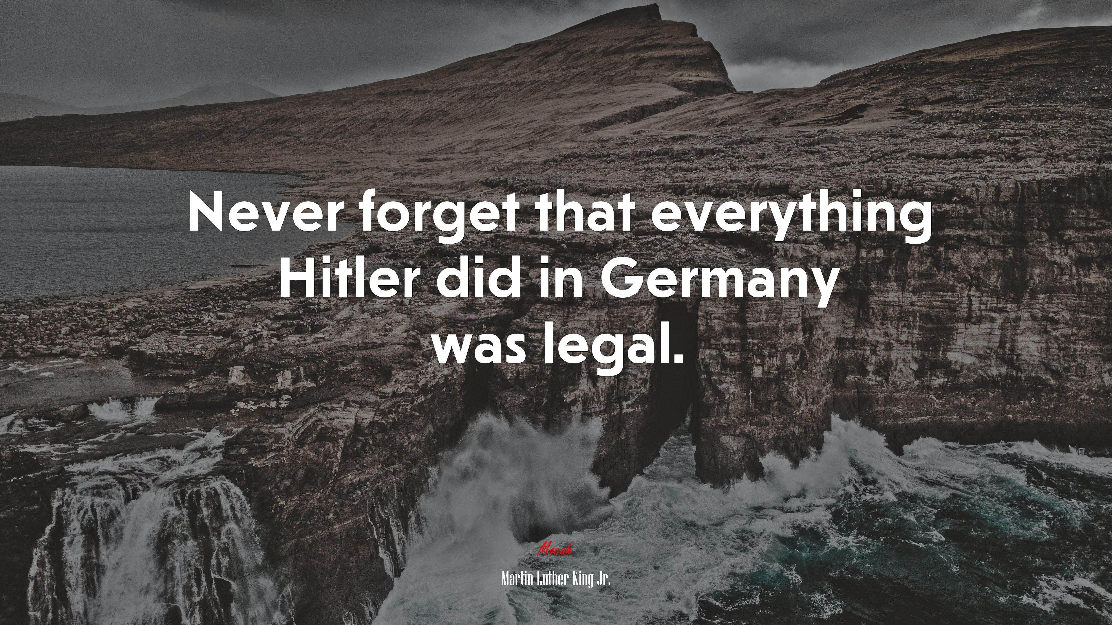 Never forget that everything Hitler did in Germany was legal. | Martin Luther King Jr. quote HD Wallpaper